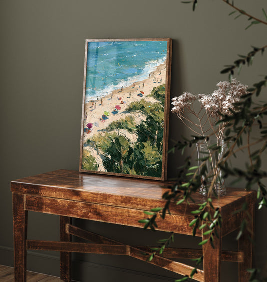 Formby Beach Travel Poster - Aerial Beach Art Print - Impasto Beach Painting - Merseyside Panel 3/3