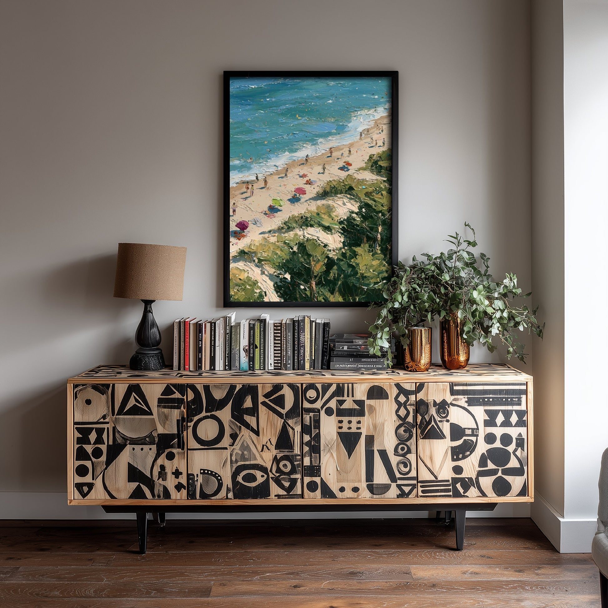 Formby Beach Travel Poster - Aerial Beach Art Print - Impasto Beach Painting - Merseyside Panel 3/3