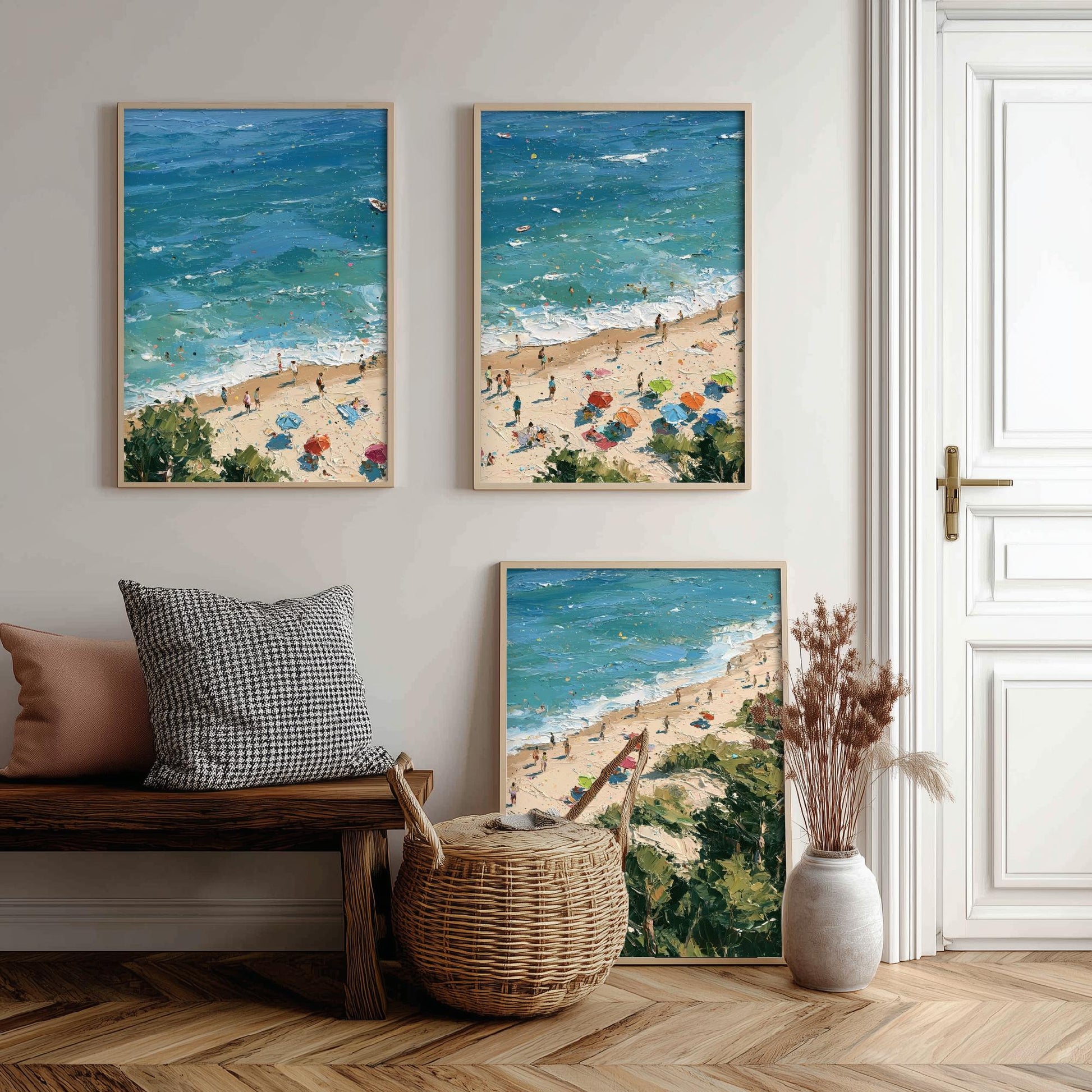 Set of Three Formby Beach Prints - Aerial Coastal Oil Painting Posters - Colourful Seaside Wall Art - England