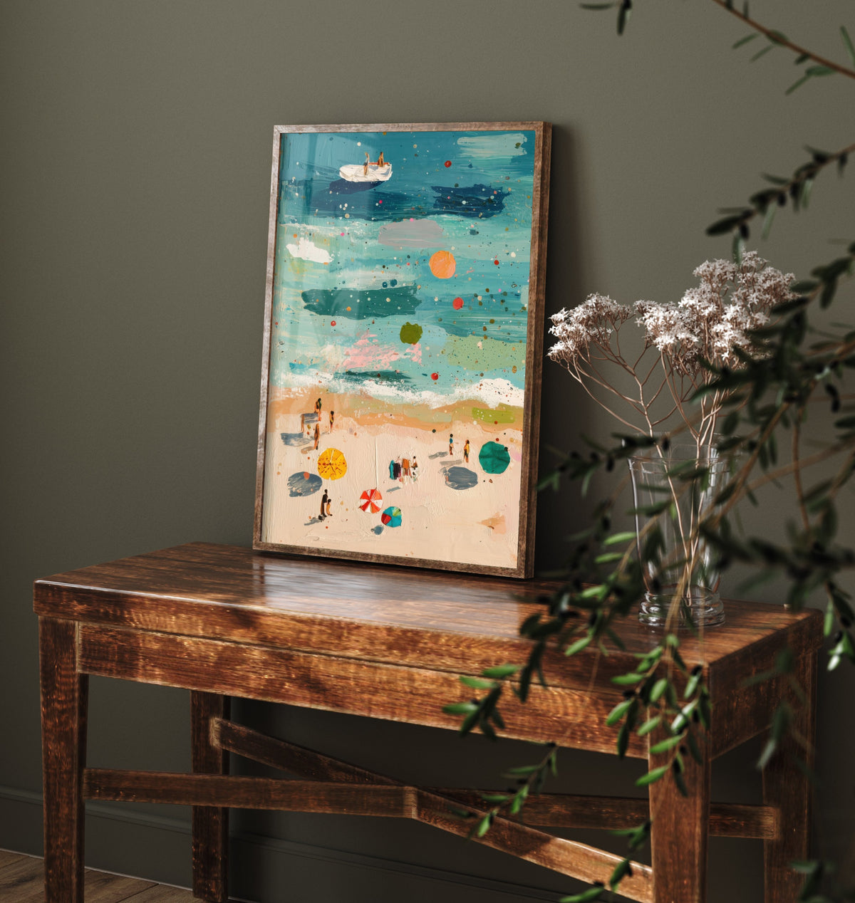 Great Yarmouth Beach Travel Poster - Aerial Beach Art Print - Impasto Beach Painting - Norfolk Panel 1/3