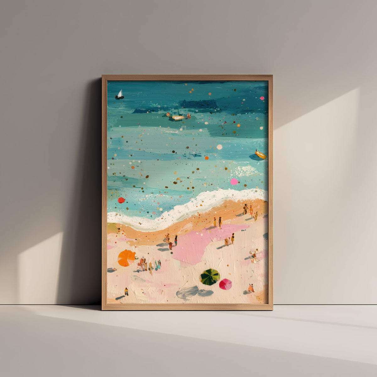Great Yarmouth Beach Travel Poster - Aerial Beach Art Print - Impasto Beach Painting - Norfolk Panel 2/3