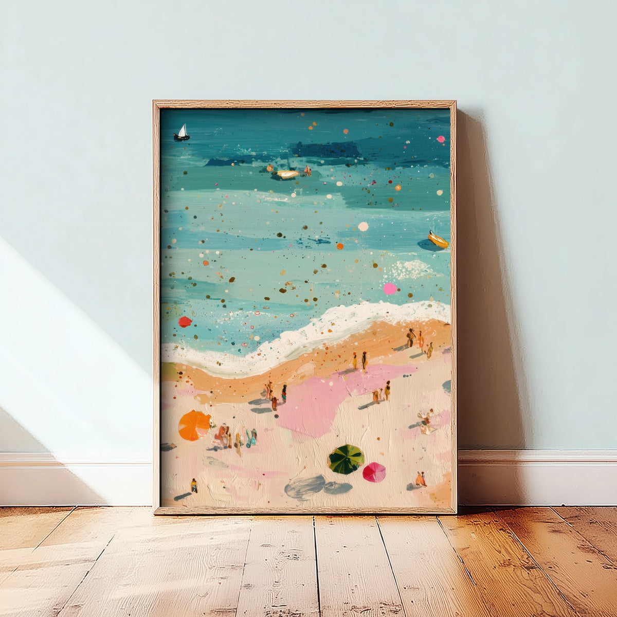 Great Yarmouth Beach Travel Poster - Aerial Beach Art Print - Impasto Beach Painting - Norfolk Panel 2/3
