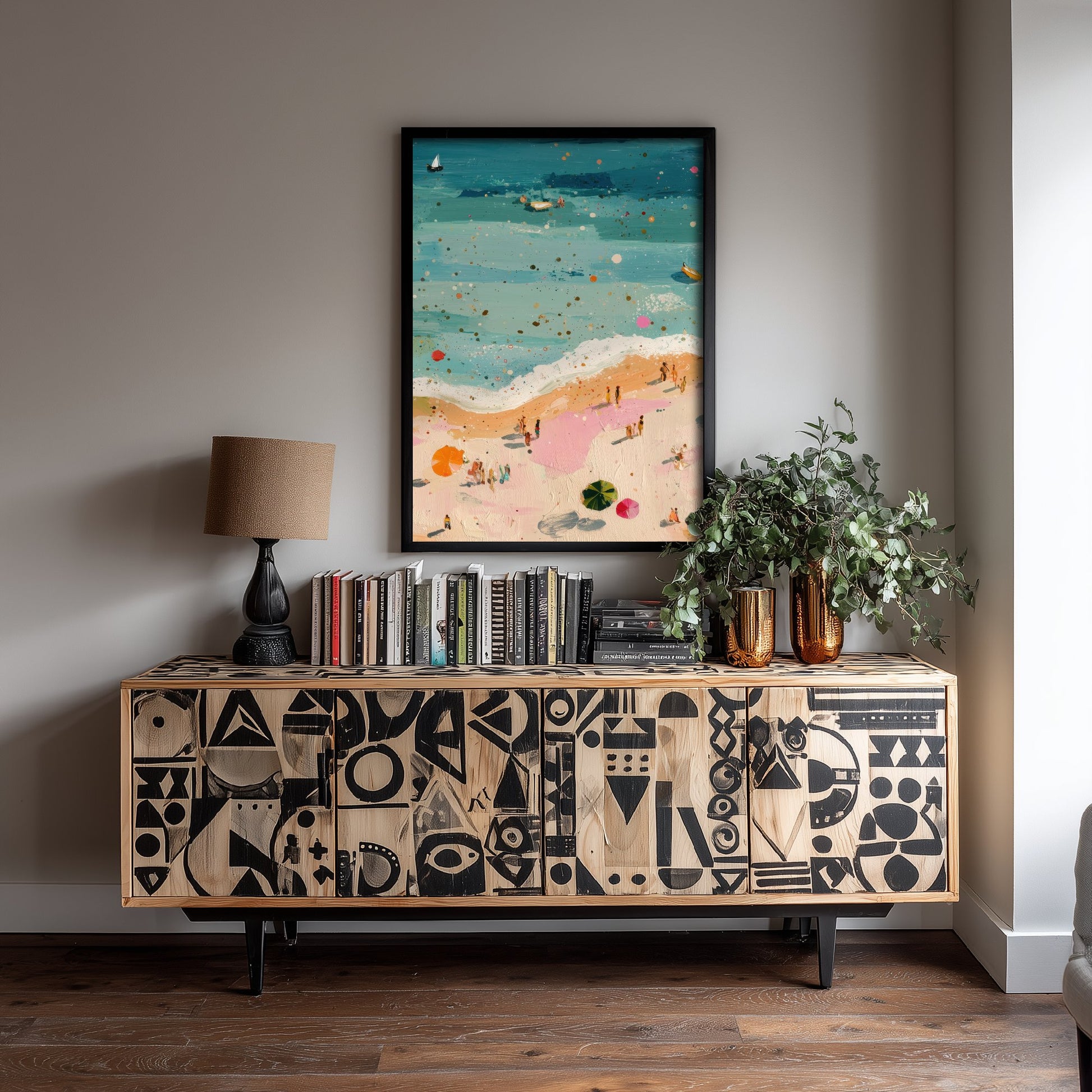 Great Yarmouth Beach Travel Poster - Aerial Beach Art Print - Impasto Beach Painting - Norfolk Panel 2/3