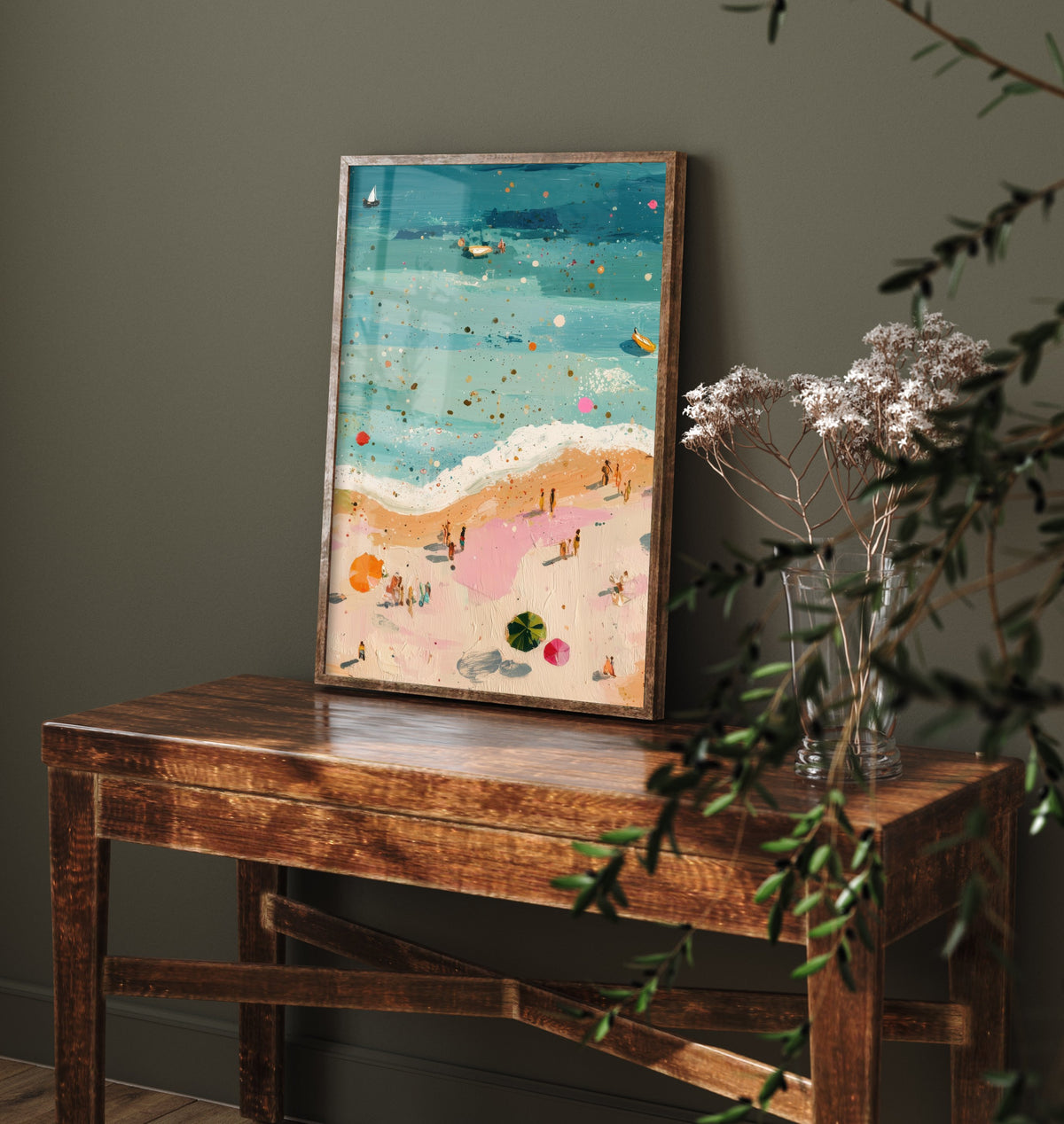 Great Yarmouth Beach Travel Poster - Aerial Beach Art Print - Impasto Beach Painting - Norfolk Panel 2/3