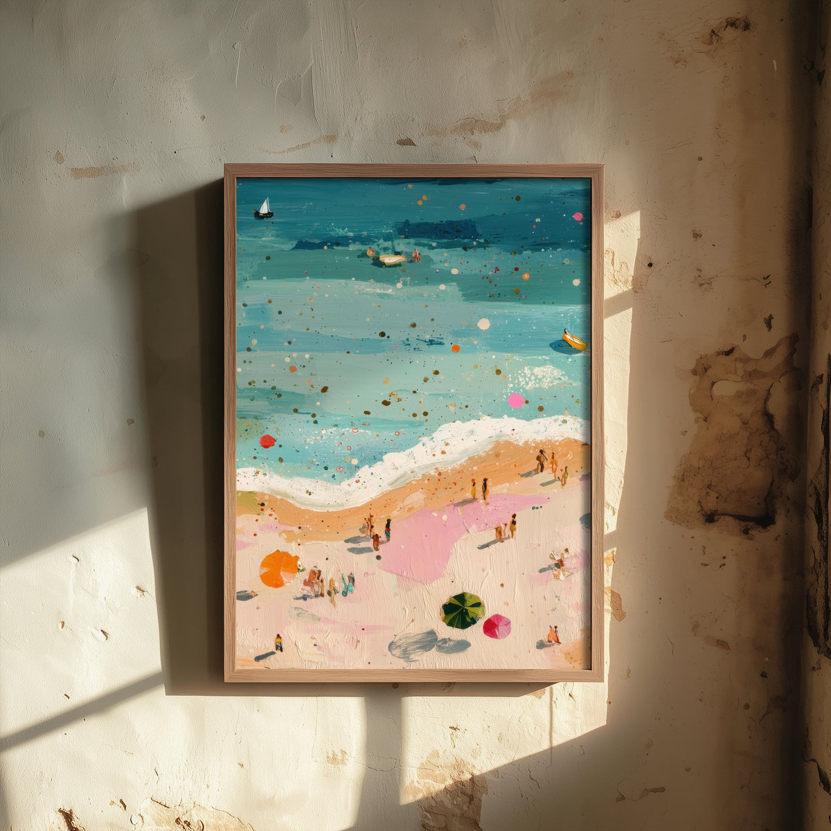 Great Yarmouth Beach Travel Poster - Aerial Beach Art Print - Impasto Beach Painting - Norfolk Panel 2/3