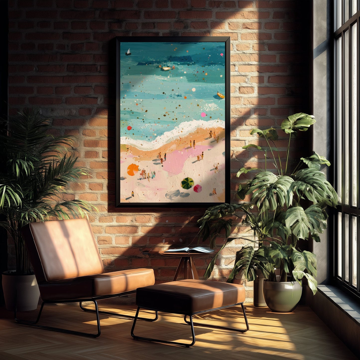 Great Yarmouth Beach Travel Poster - Aerial Beach Art Print - Impasto Beach Painting - Norfolk Panel 2/3