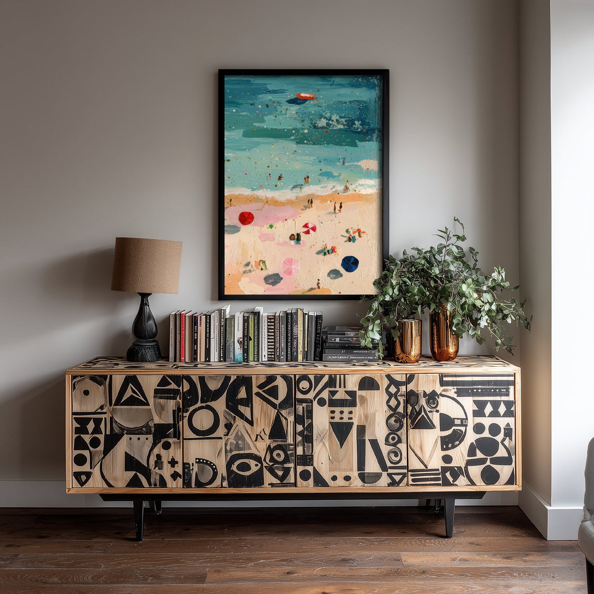 Great Yarmouth Beach Travel Poster - Aerial Beach Art Print - Impasto Beach Painting - Norfolk Panel 3/3