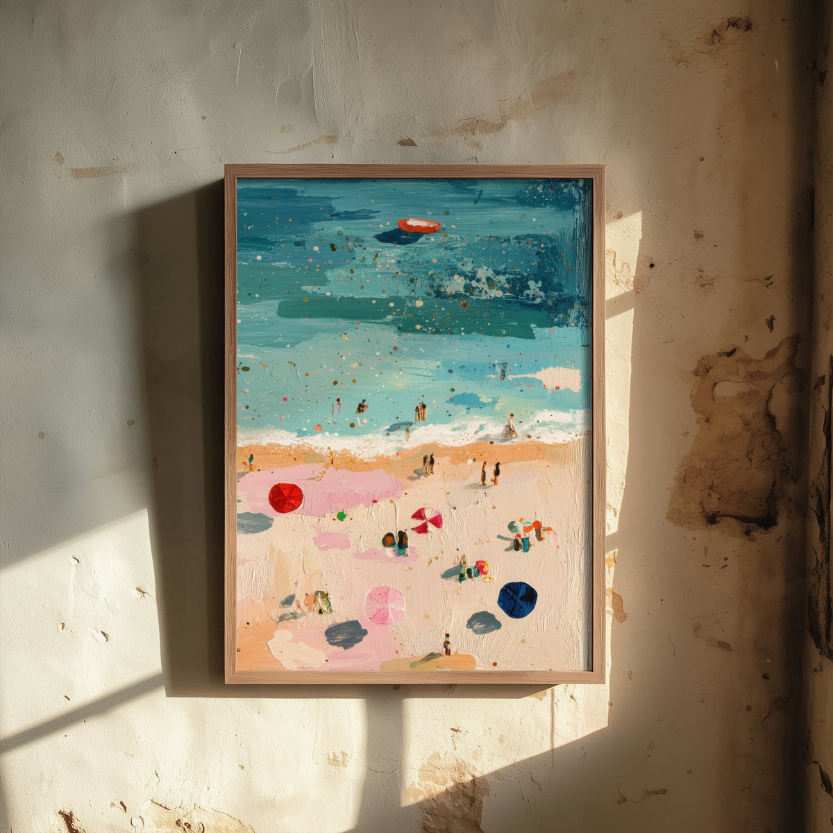 Great Yarmouth Beach Travel Poster - Aerial Beach Art Print - Impasto Beach Painting - Norfolk Panel 3/3