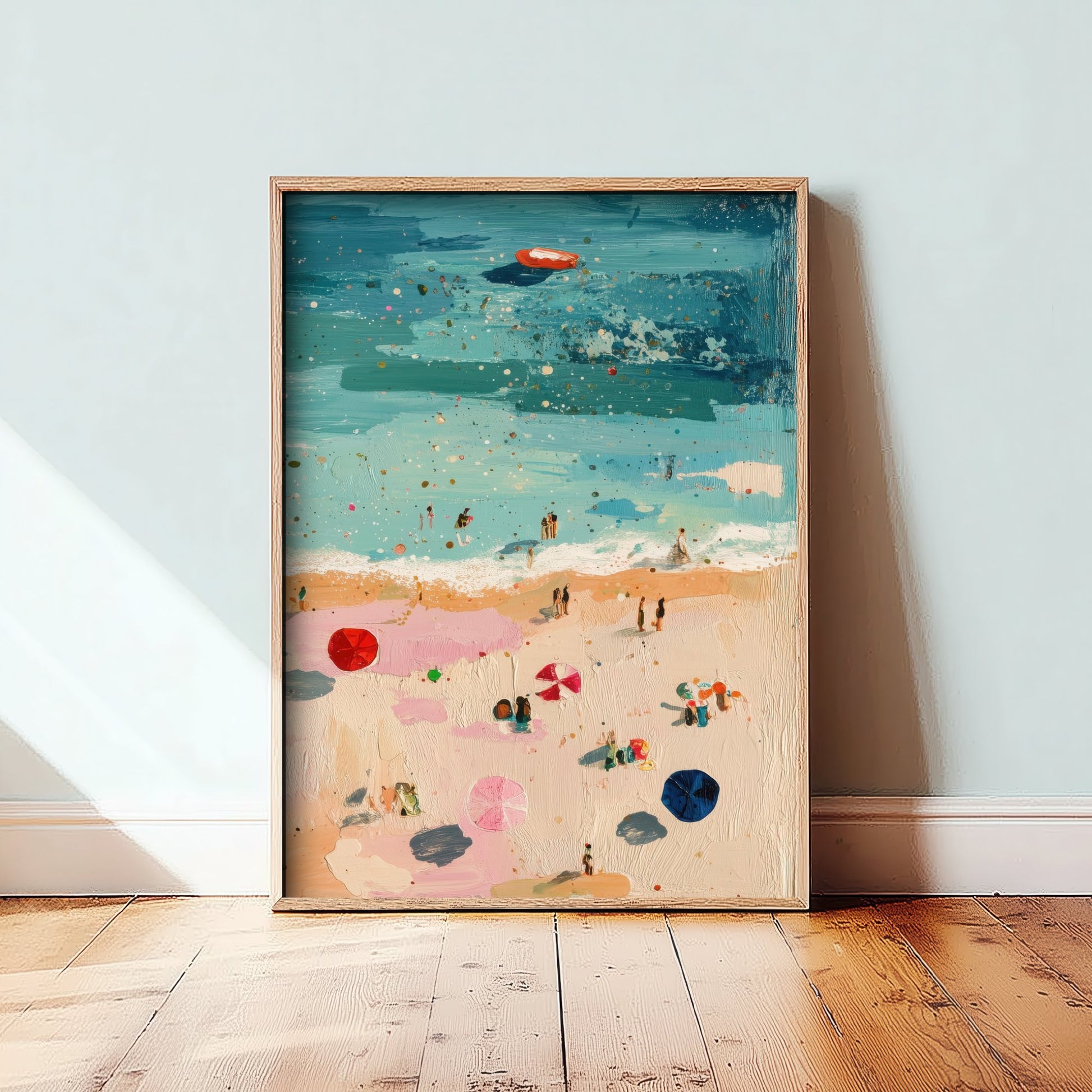 Great Yarmouth Beach Travel Poster - Aerial Beach Art Print - Impasto Beach Painting - Norfolk Panel 3/3