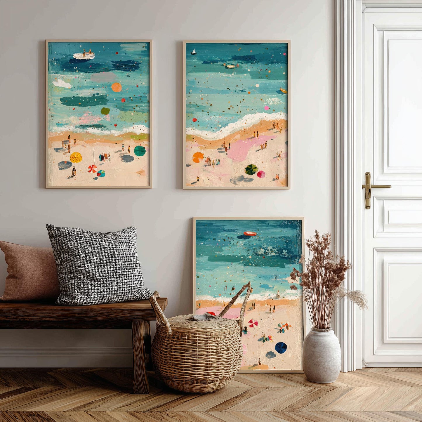 Great Yarmouth Beach Set of Three Prints - Aerial Norfolk Coast Posters - Palette Knife Oil Painting - Golden Mile Wall Art