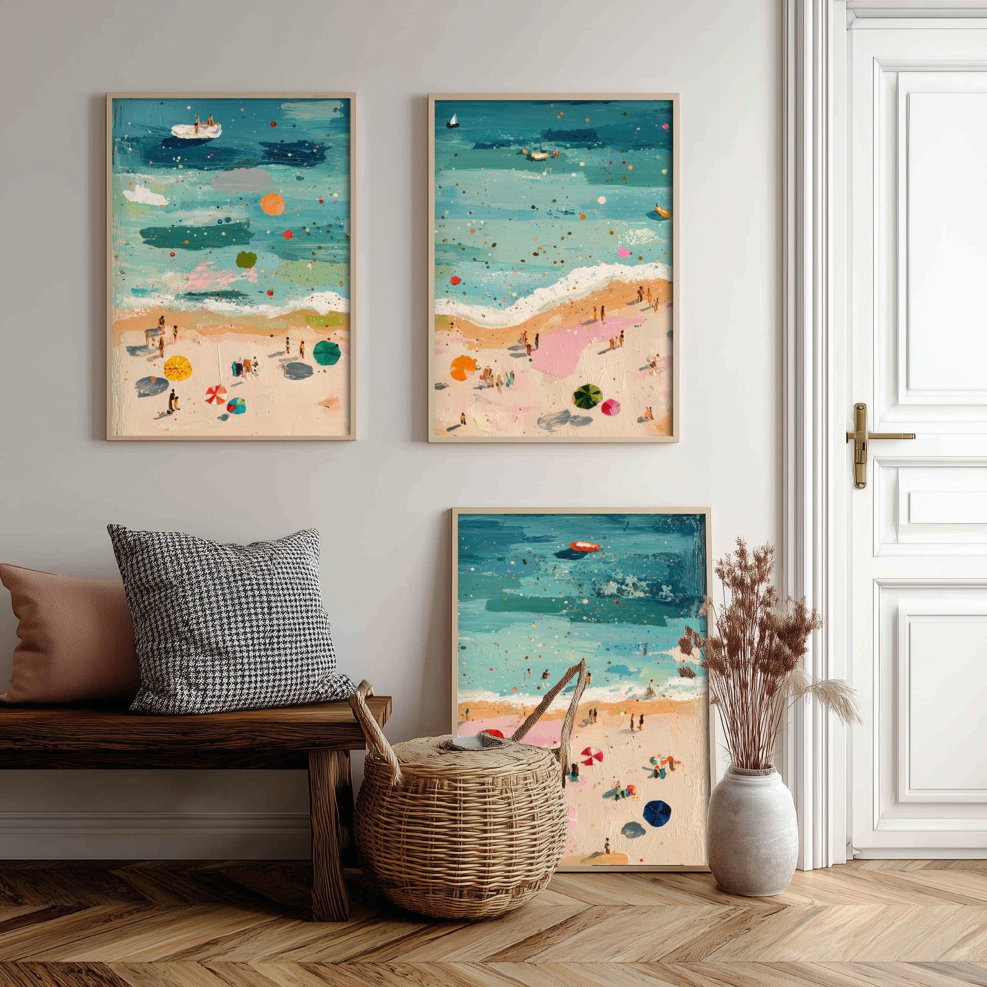 Great Yarmouth Beach Set of Three Prints - Aerial Norfolk Coast Posters - Palette Knife Oil Painting - Golden Mile Wall Art