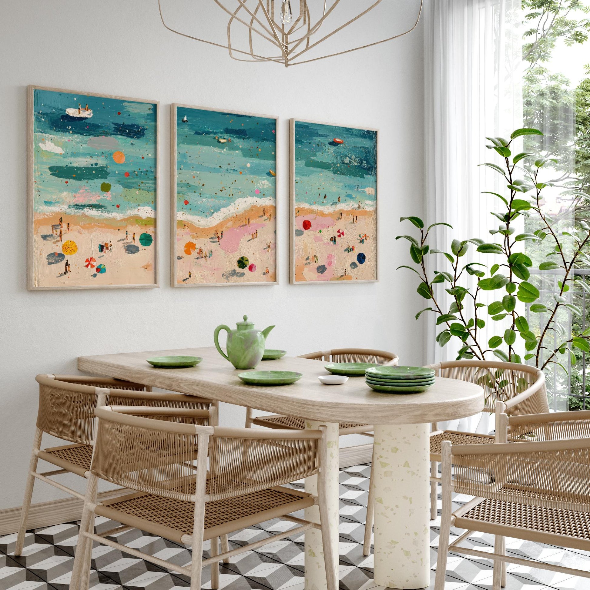 Great Yarmouth Beach Set of Three Prints - Aerial Norfolk Coast Posters - Palette Knife Oil Painting - Golden Mile Wall Art