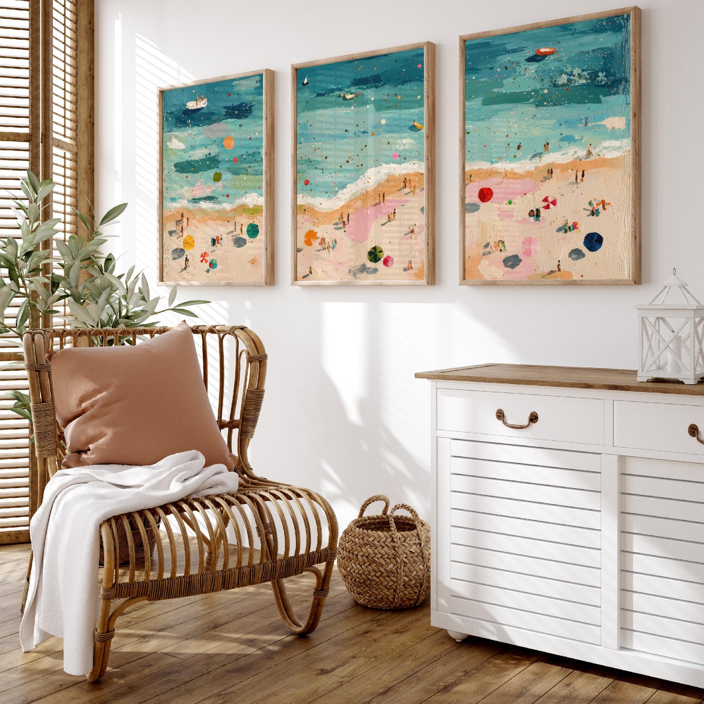 Great Yarmouth Beach Set of Three Prints - Aerial Norfolk Coast Posters - Palette Knife Oil Painting - Golden Mile Wall Art