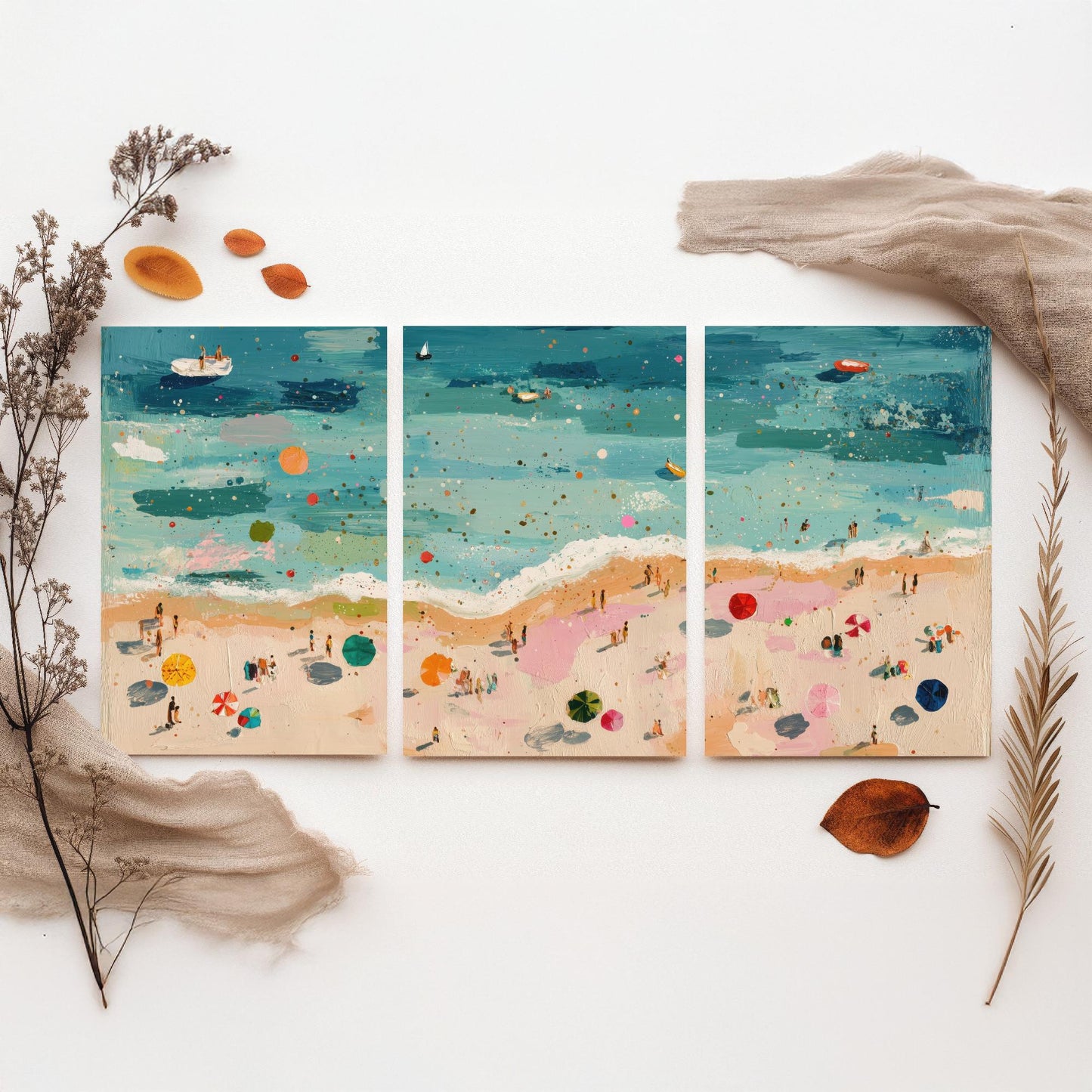 Great Yarmouth Beach Set of Three Prints - Aerial Norfolk Coast Posters - Palette Knife Oil Painting - Golden Mile Wall Art