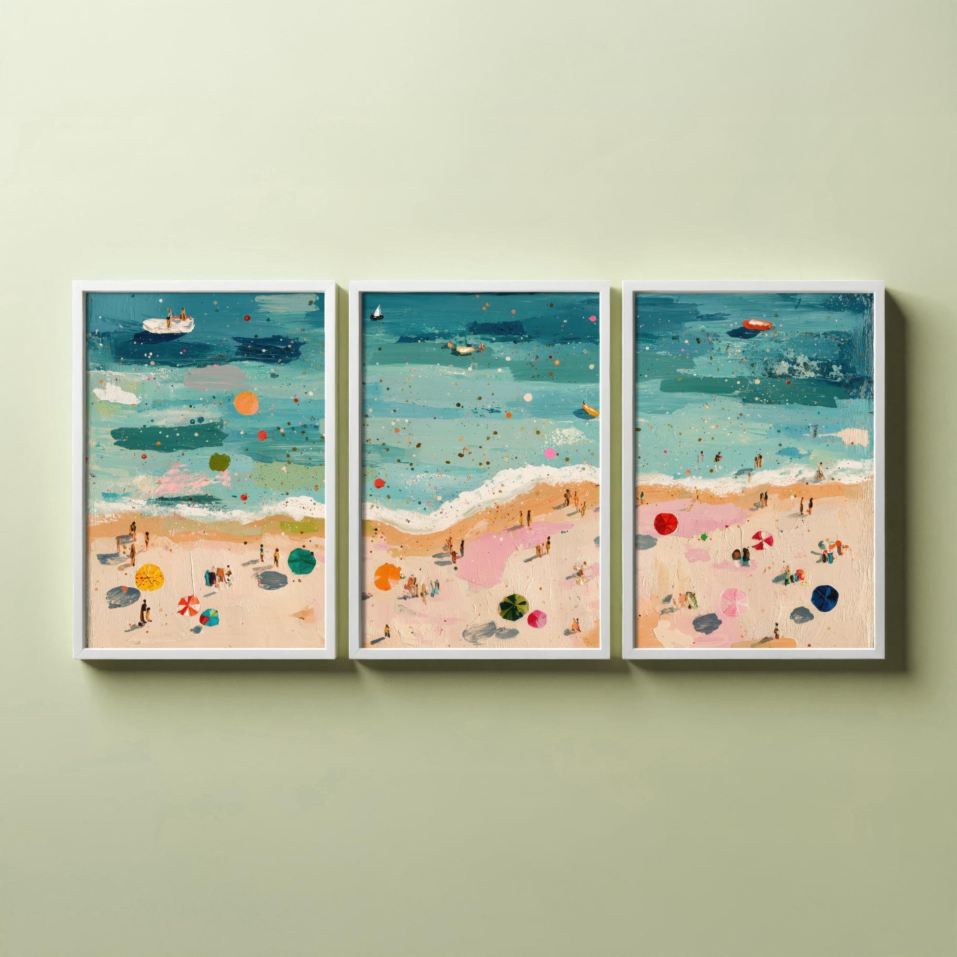 Great Yarmouth Beach Set of Three Prints - Aerial Norfolk Coast Posters - Palette Knife Oil Painting - Golden Mile Wall Art