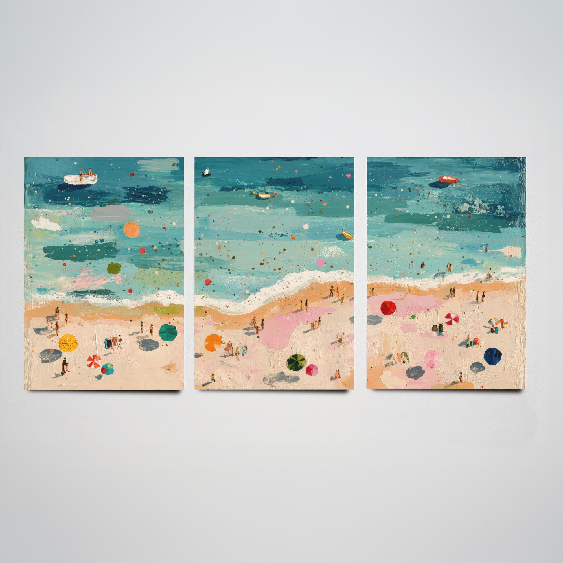 Great Yarmouth Beach Set of Three Prints - Aerial Norfolk Coast Posters - Palette Knife Oil Painting - Golden Mile Wall Art