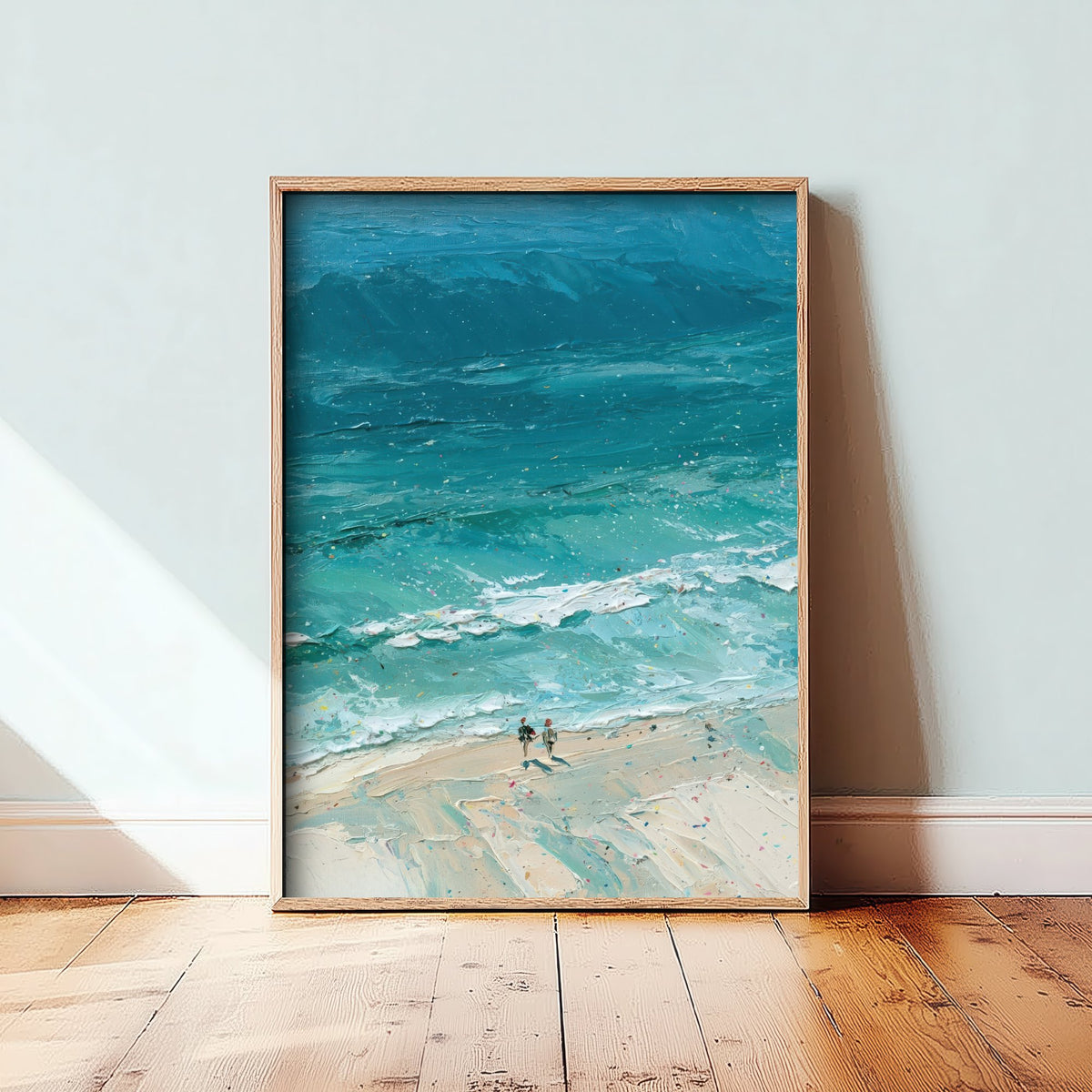 Llandudno Beach Travel Poster - Aerial Beach Art Print - Impasto Beach Painting - North Wales Panel 1/3