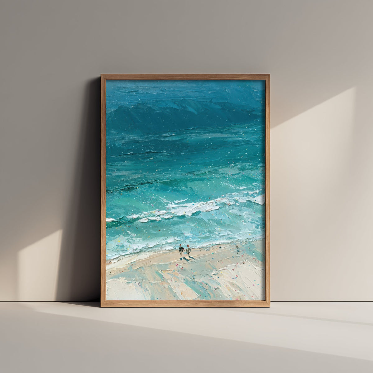 Llandudno Beach Travel Poster - Aerial Beach Art Print - Impasto Beach Painting - North Wales Panel 1/3