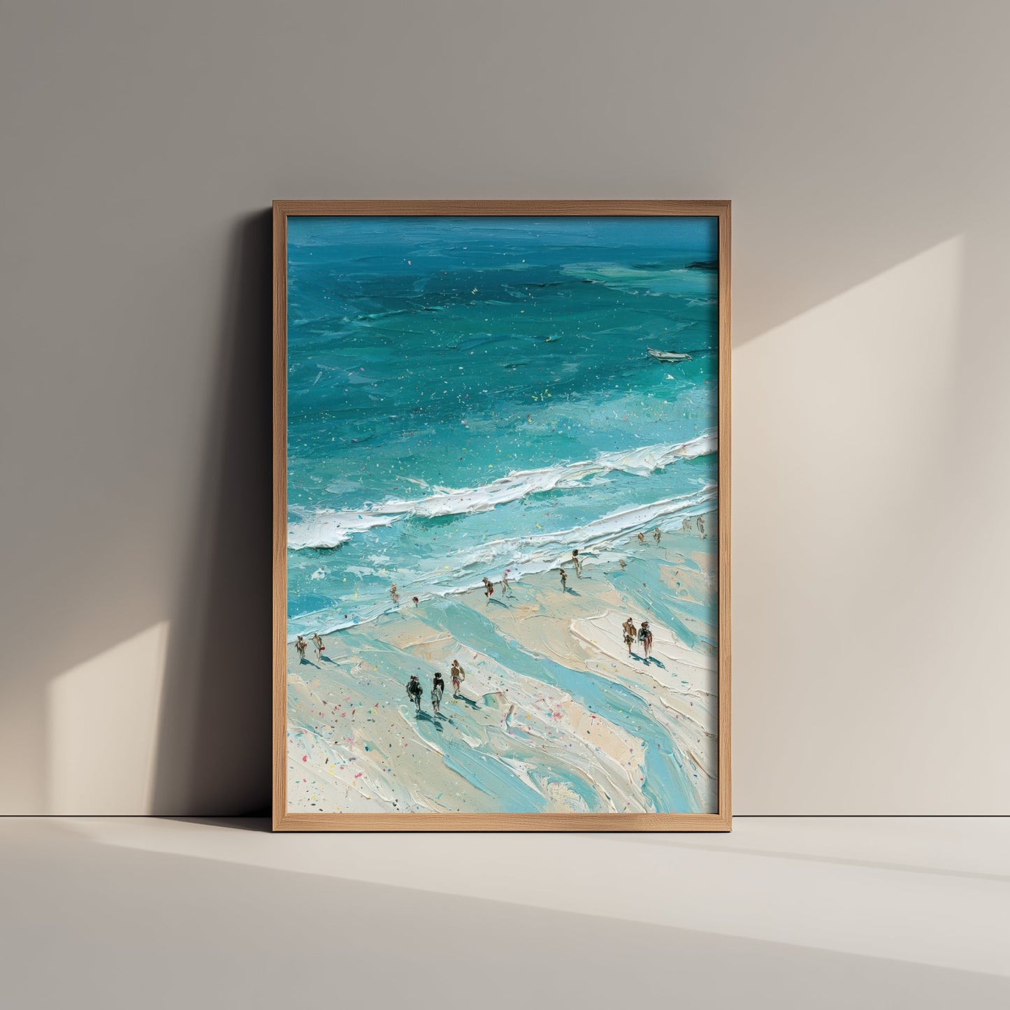 Llandudno Beach Travel Poster - Aerial Beach Art Print - Impasto Beach Painting - North Wales Panel 2/3