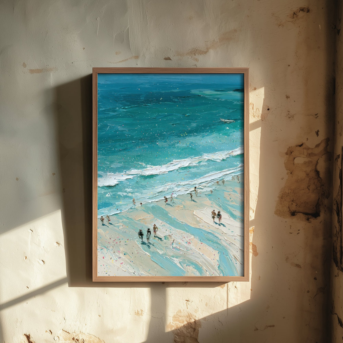 Llandudno Beach Travel Poster - Aerial Beach Art Print - Impasto Beach Painting - North Wales Panel 2/3