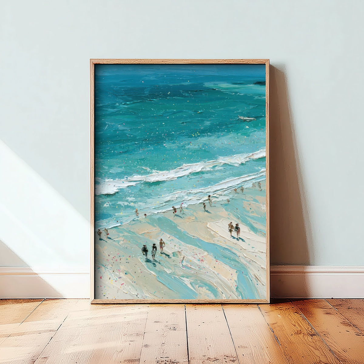 Llandudno Beach Travel Poster - Aerial Beach Art Print - Impasto Beach Painting - North Wales Panel 2/3