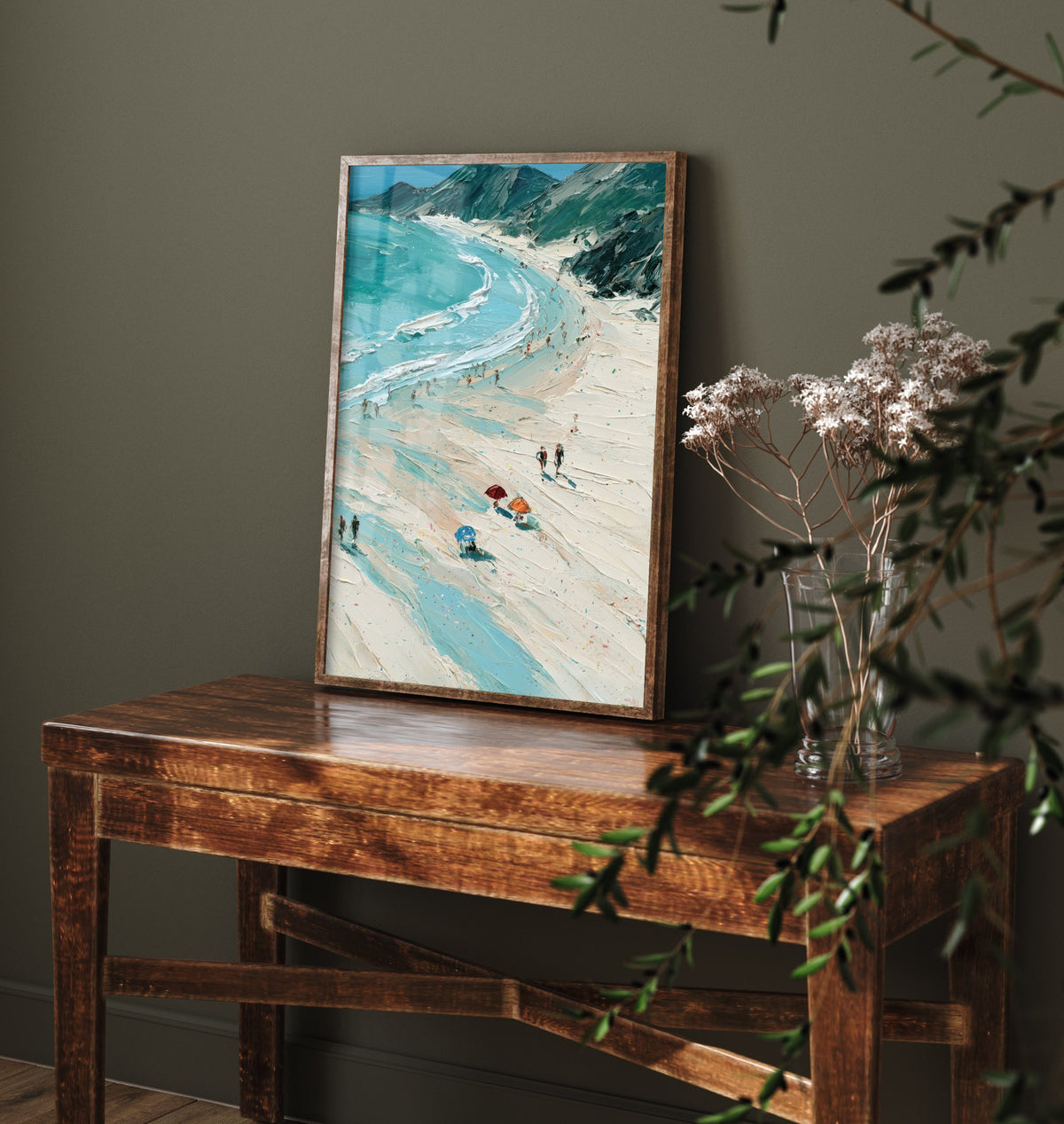Llandudno Beach Travel Poster - Aerial Beach Art Print - Impasto Beach Painting - North Wales Panel 3/3