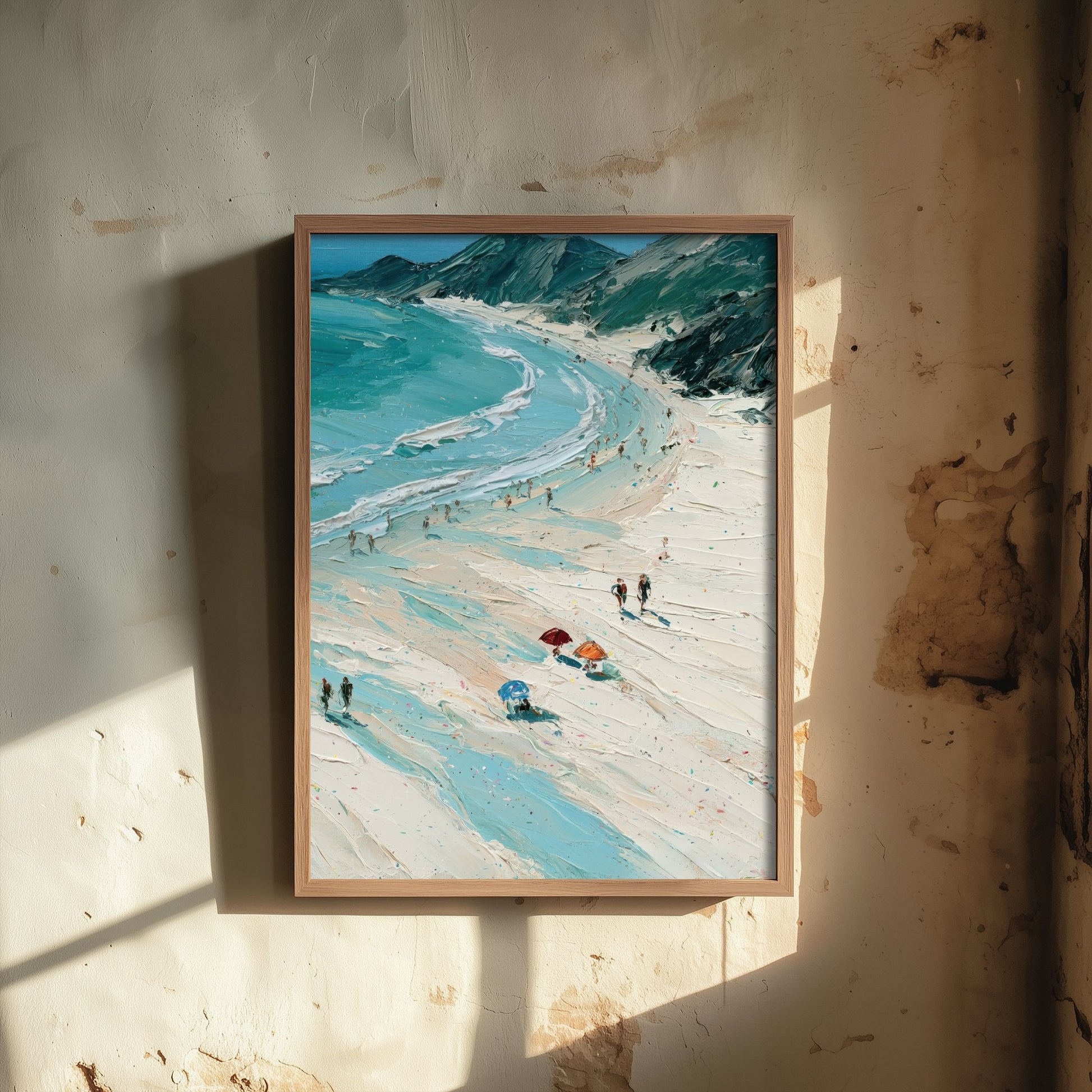 Llandudno Beach Travel Poster - Aerial Beach Art Print - Impasto Beach Painting - North Wales Panel 3/3