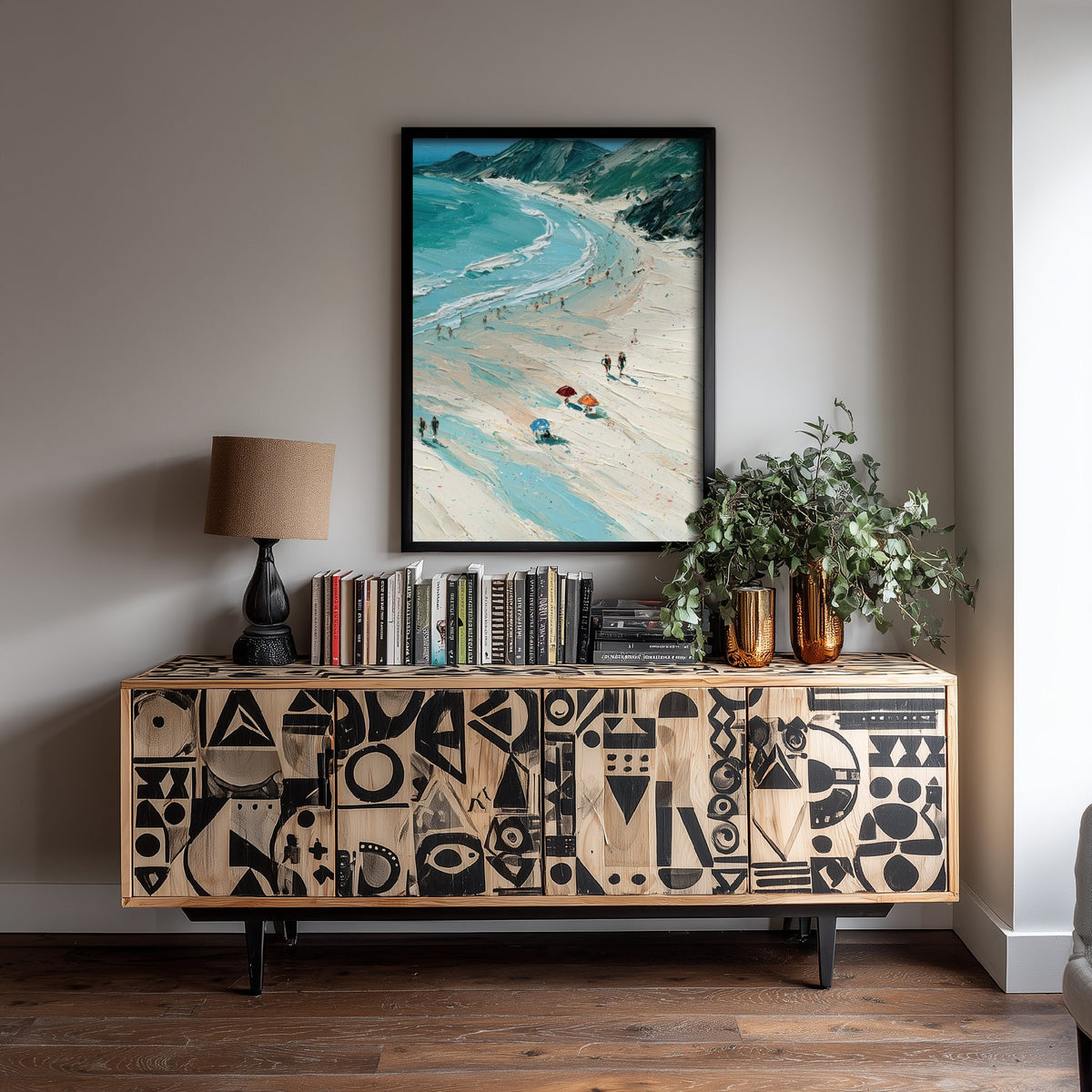 Llandudno Beach Travel Poster - Aerial Beach Art Print - Impasto Beach Painting - North Wales Panel 3/3