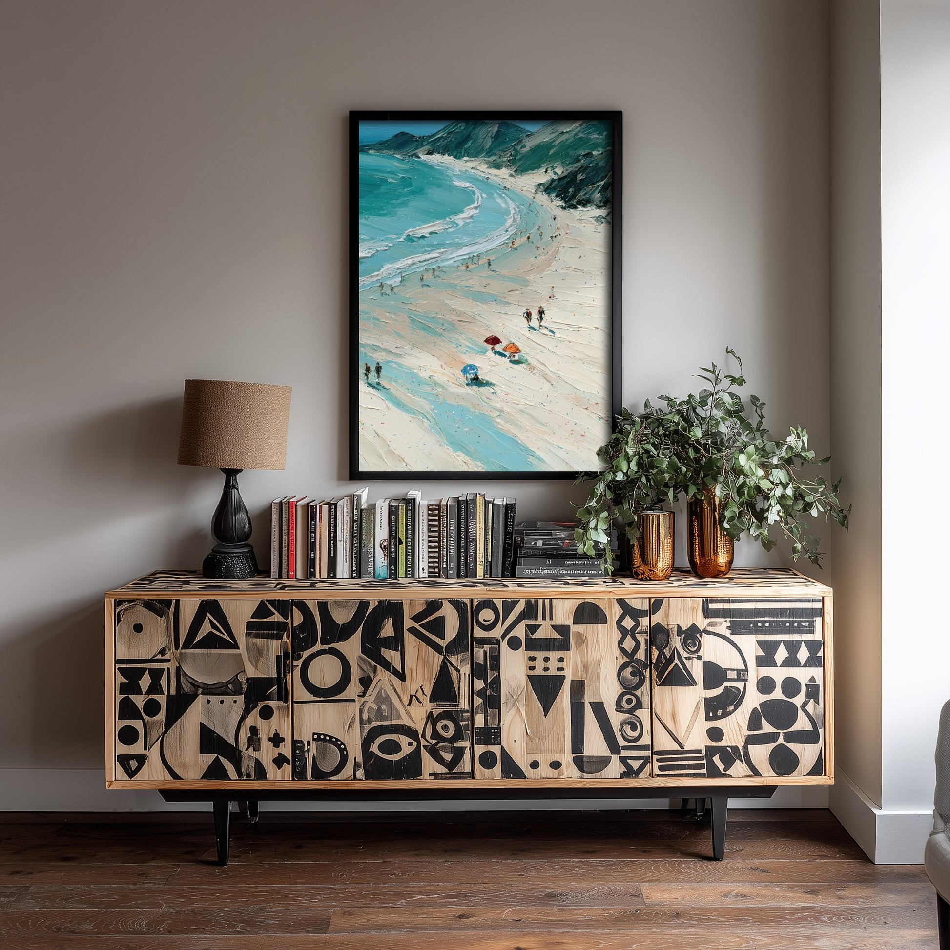 Llandudno Beach Travel Poster - Aerial Beach Art Print - Impasto Beach Painting - North Wales Panel 3/3