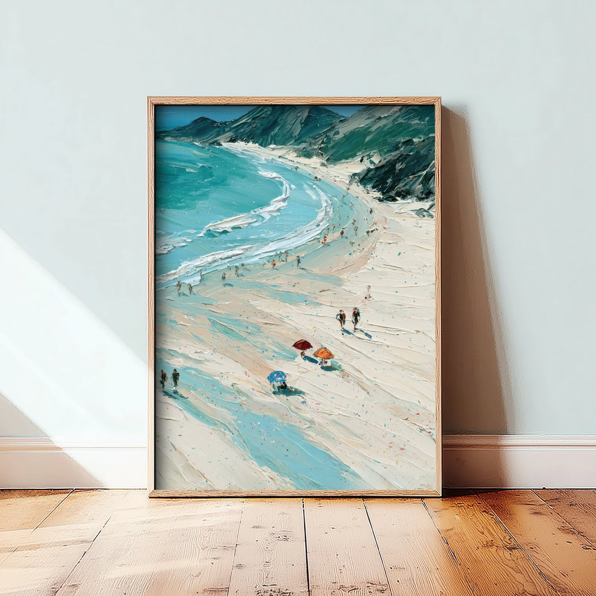 Llandudno Beach Travel Poster - Aerial Beach Art Print - Impasto Beach Painting - North Wales Panel 3/3