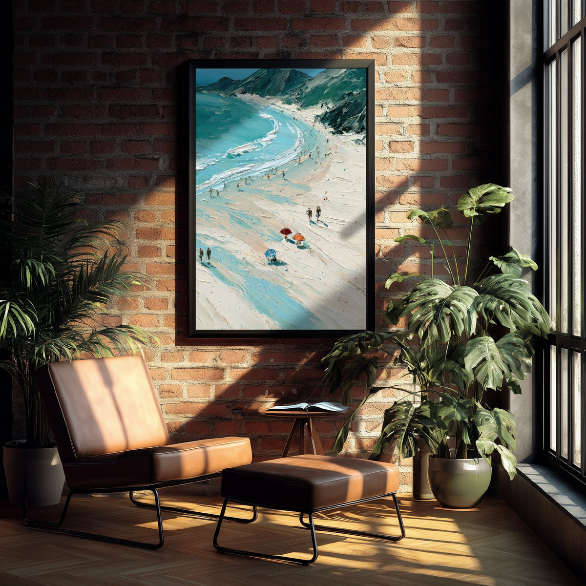 Llandudno Beach Travel Poster - Aerial Beach Art Print - Impasto Beach Painting - North Wales Panel 3/3