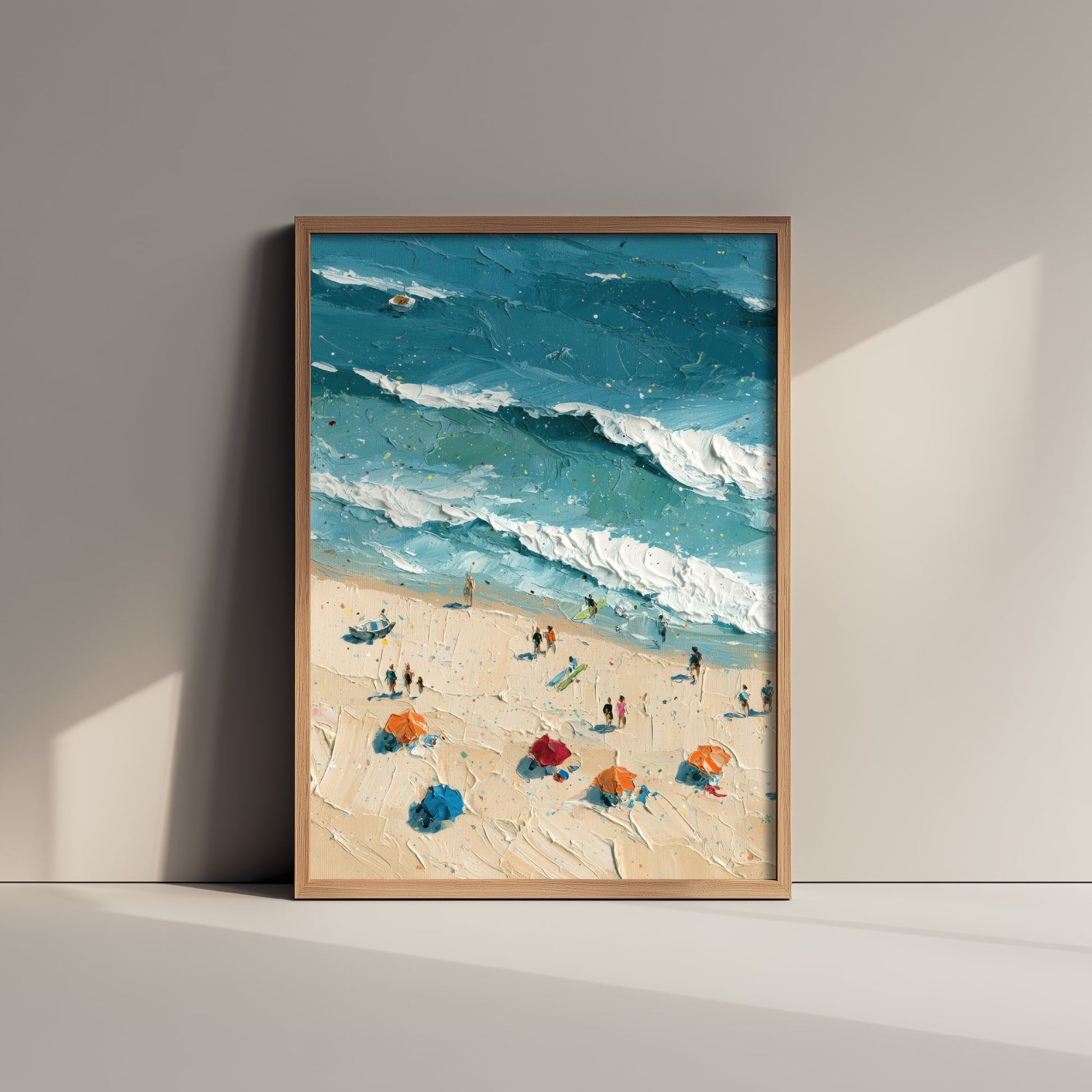 Luskentyre Beach Travel Poster - Aerial Beach Art Print - Impasto Beach Painting - Isle of Harris Panel 1/3