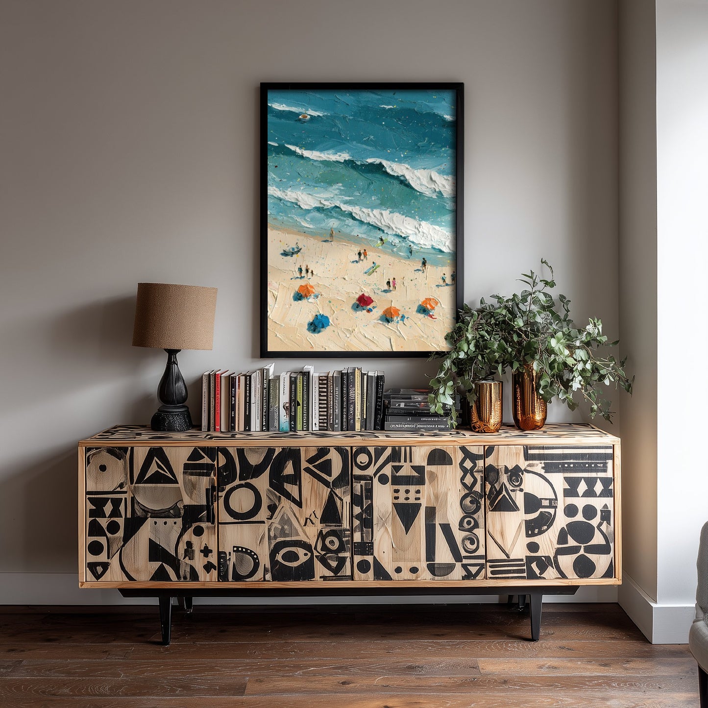 Luskentyre Beach Travel Poster - Aerial Beach Art Print - Impasto Beach Painting - Isle of Harris Panel 1/3