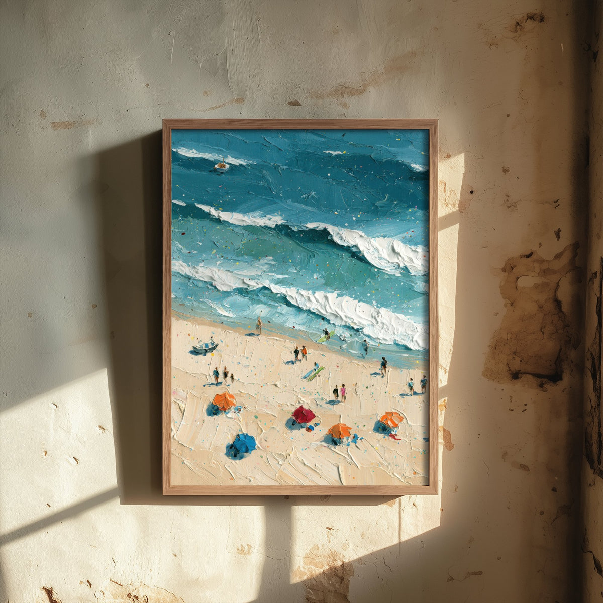 Luskentyre Beach Travel Poster - Aerial Beach Art Print - Impasto Beach Painting - Isle of Harris Panel 1/3