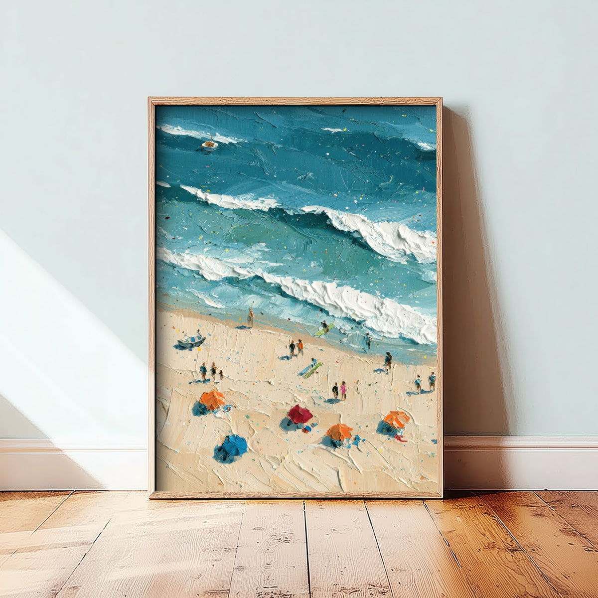 Luskentyre Beach Travel Poster - Aerial Beach Art Print - Impasto Beach Painting - Isle of Harris Panel 1/3