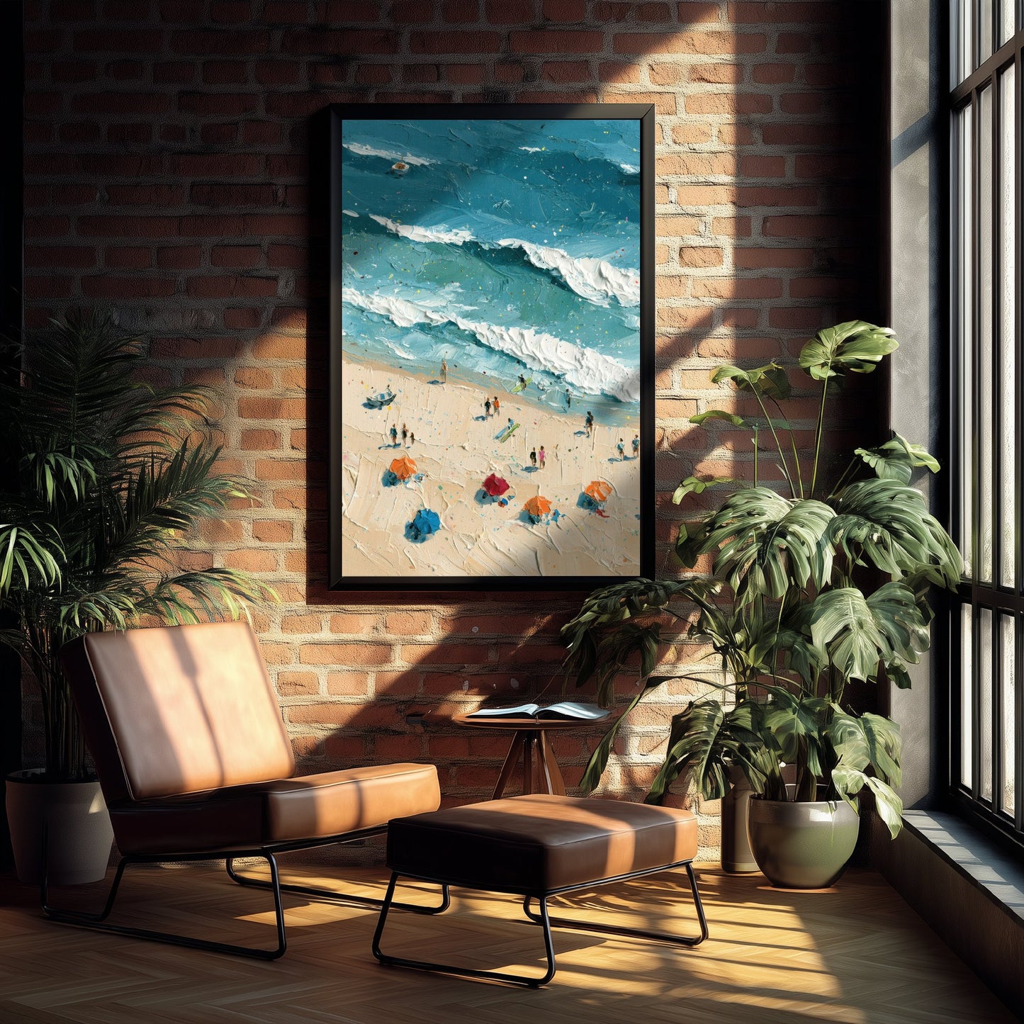 Luskentyre Beach Travel Poster - Aerial Beach Art Print - Impasto Beach Painting - Isle of Harris Panel 1/3