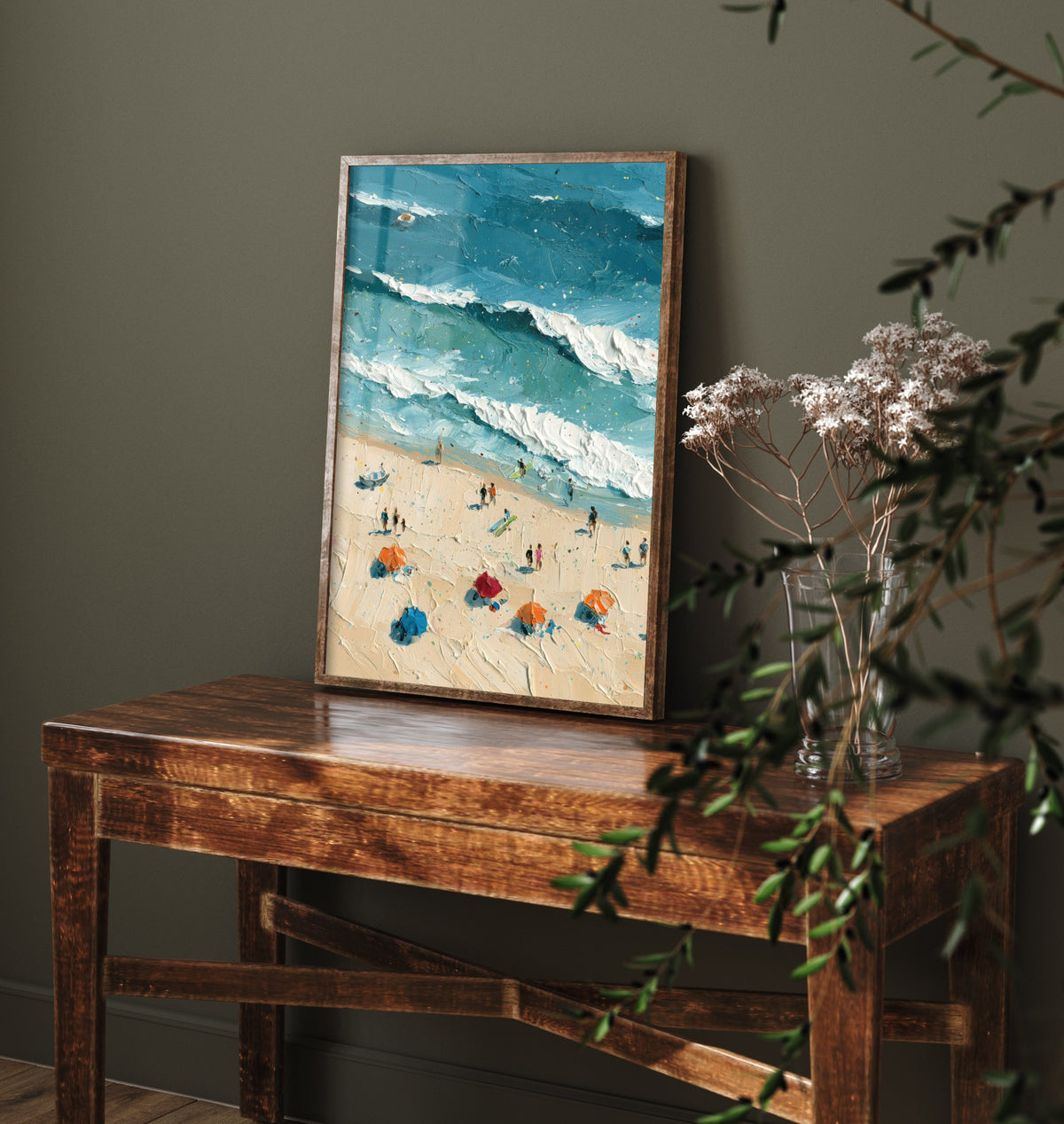 Luskentyre Beach Travel Poster - Aerial Beach Art Print - Impasto Beach Painting - Isle of Harris Panel 1/3
