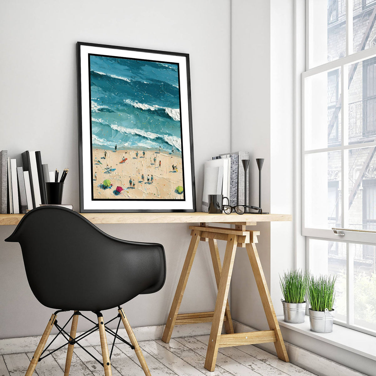 Luskentyre Beach Travel Poster - Aerial Beach Art Print - Impasto Beach Painting - Isle of Harris Panel 2/3