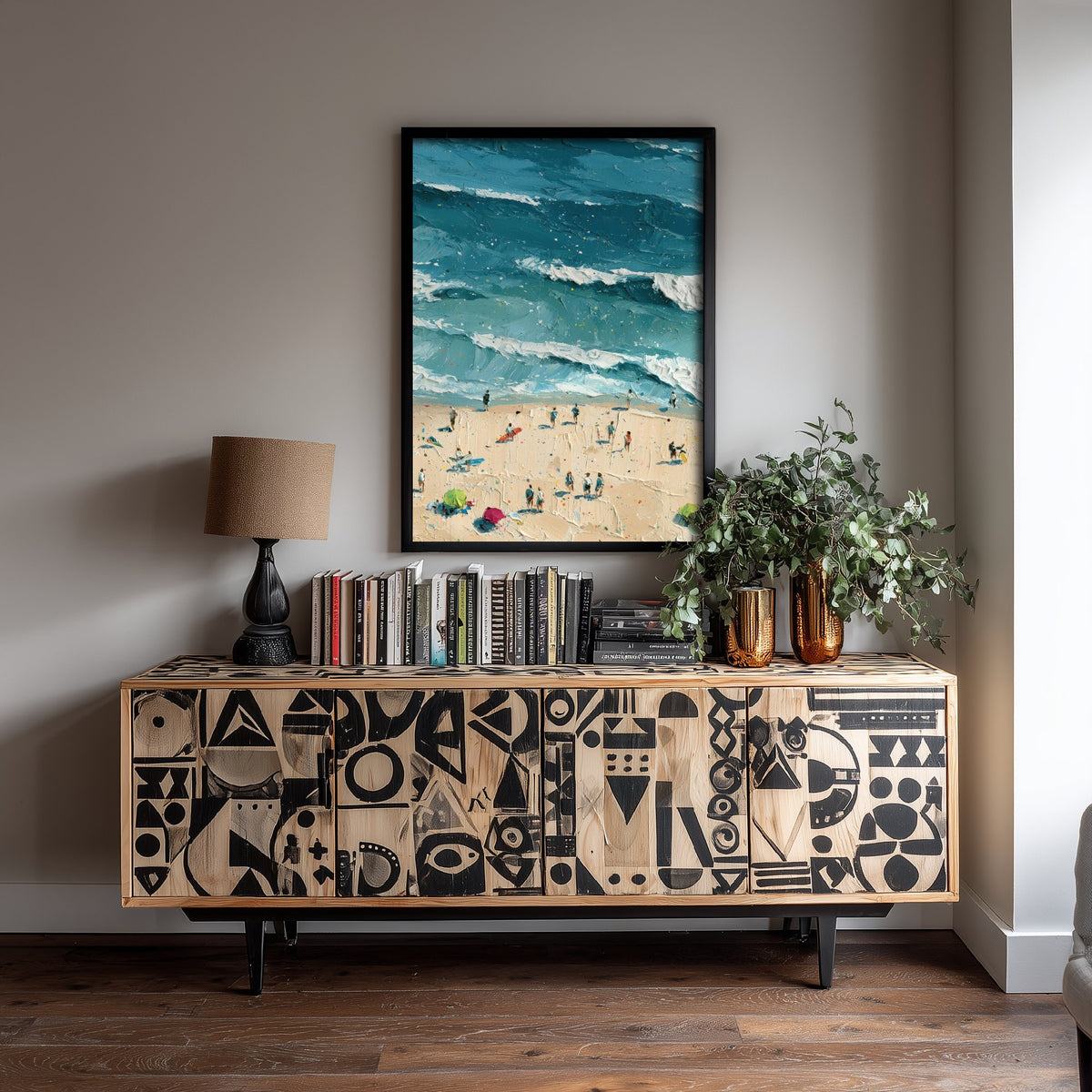 Luskentyre Beach Travel Poster - Aerial Beach Art Print - Impasto Beach Painting - Isle of Harris Panel 2/3