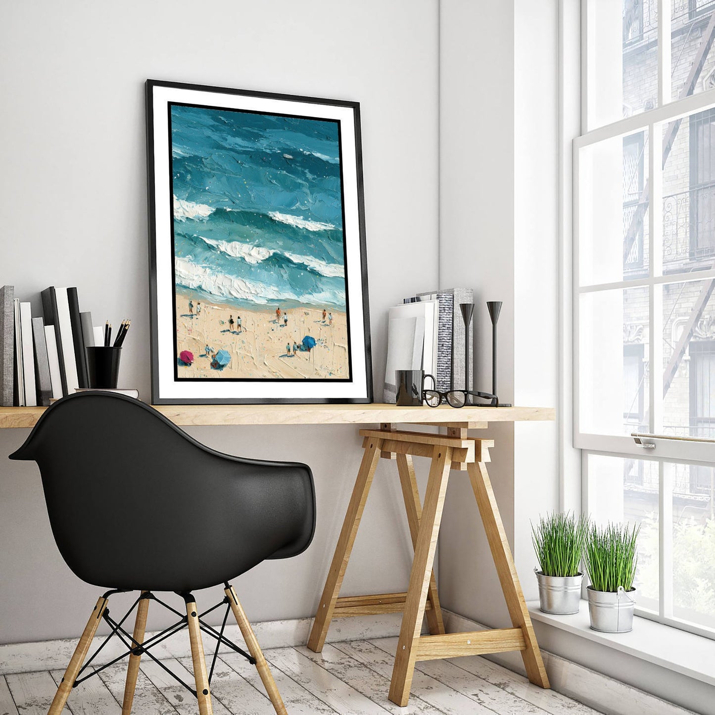 Luskentyre Beach Travel Poster - Aerial Beach Art Print - Impasto Beach Painting - Isle of Harris Panel 3/3