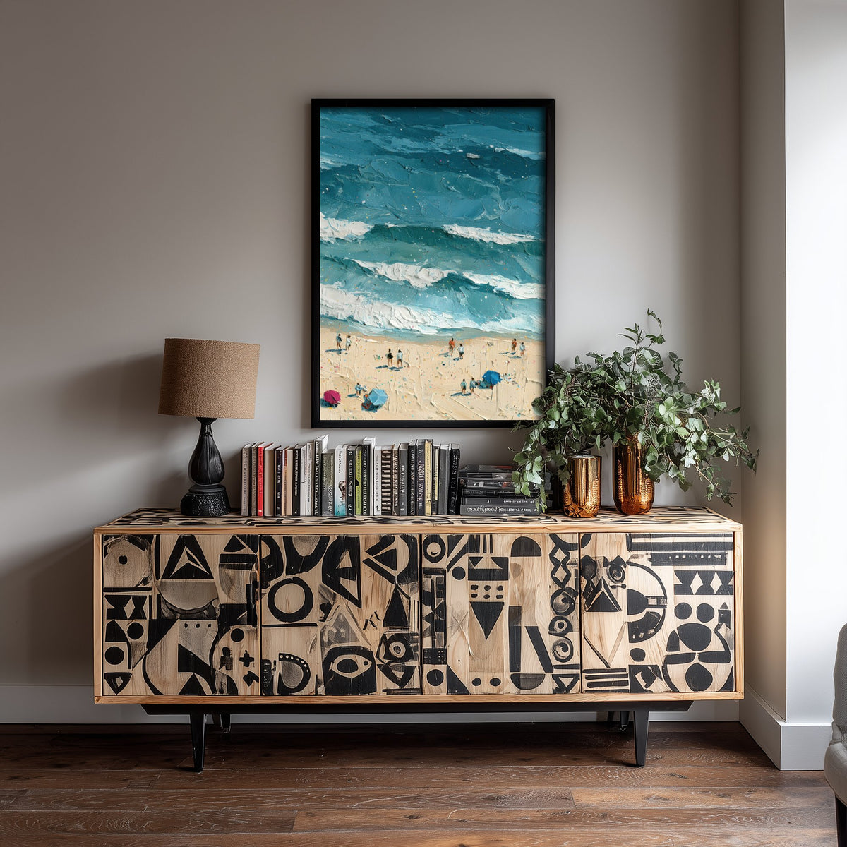 Luskentyre Beach Travel Poster - Aerial Beach Art Print - Impasto Beach Painting - Isle of Harris Panel 3/3