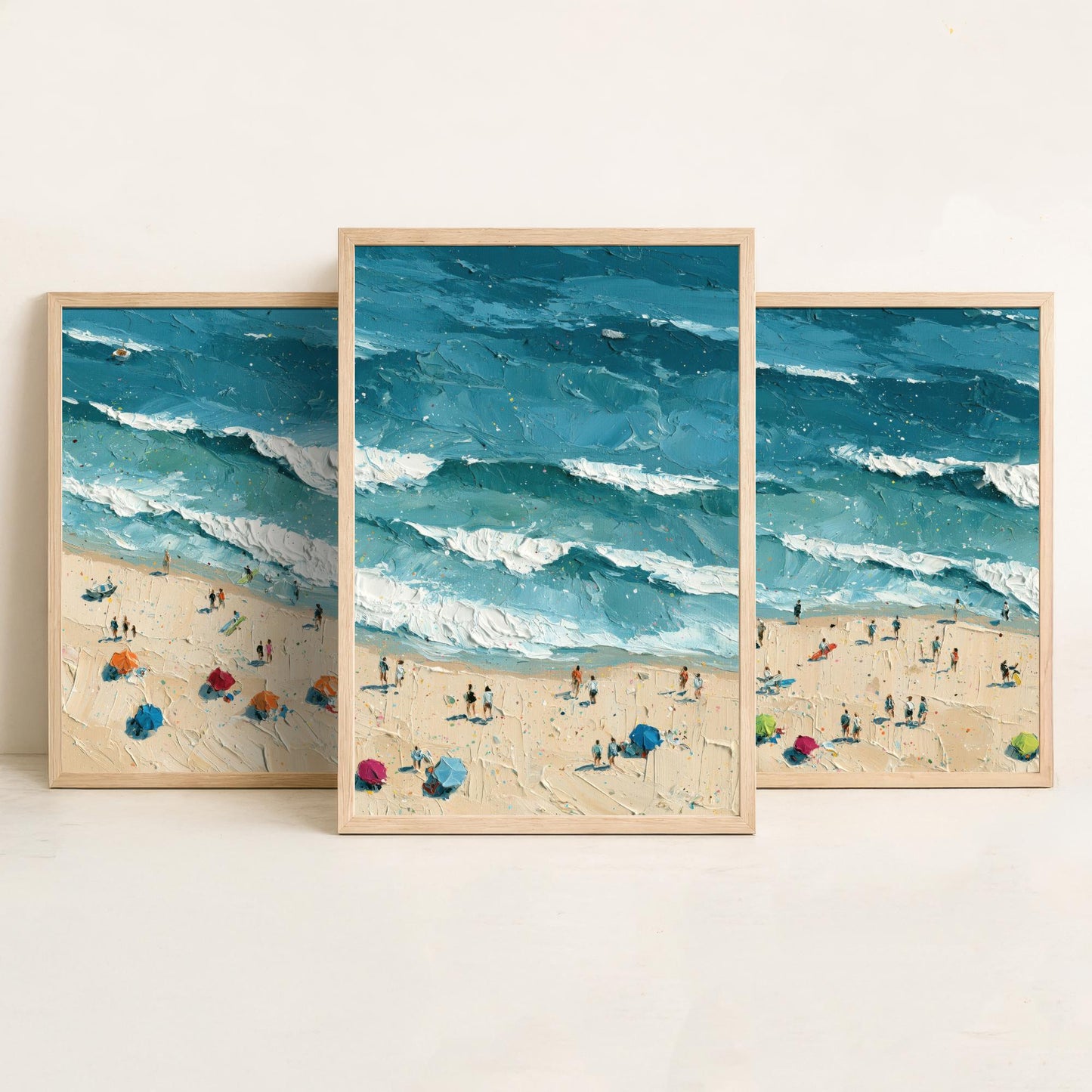 Set of Three Luskentyre Beach Prints - Aerial Coastal Oil Painting Posters - Colourful Seaside Wall Art - Scotland