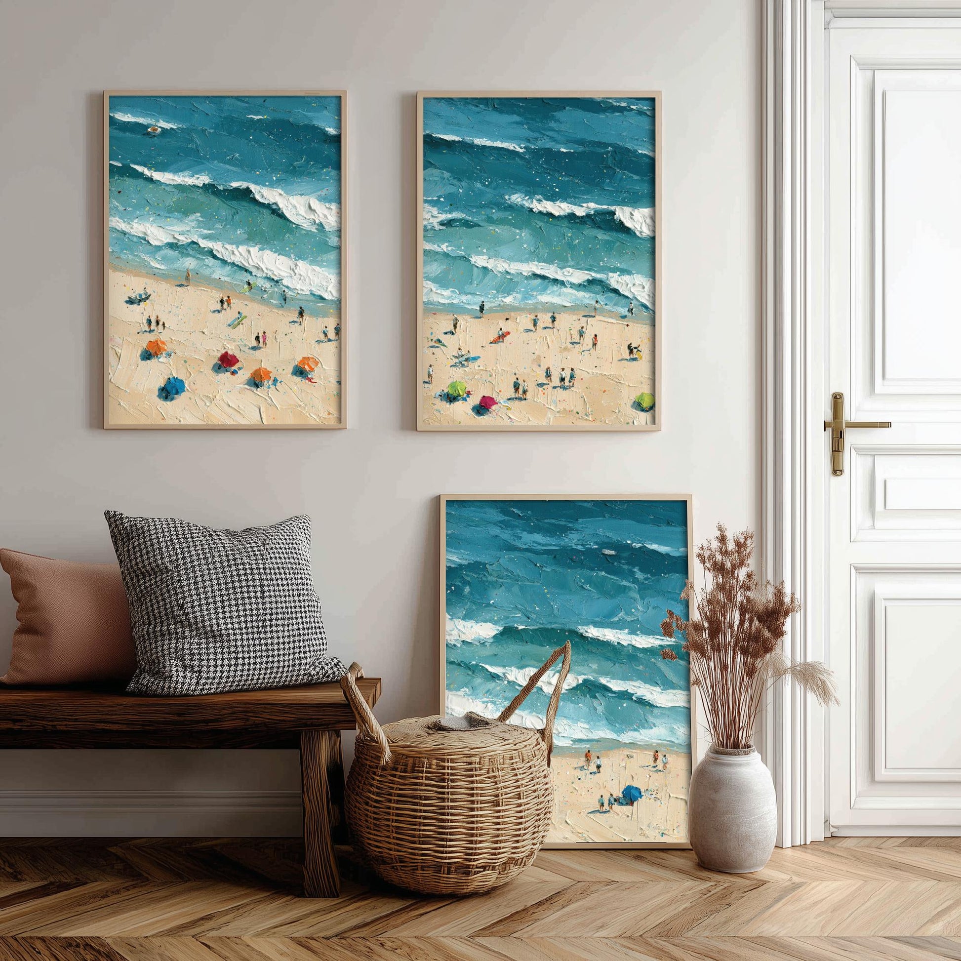 Set of Three Luskentyre Beach Prints - Aerial Coastal Oil Painting Posters - Colourful Seaside Wall Art - Scotland