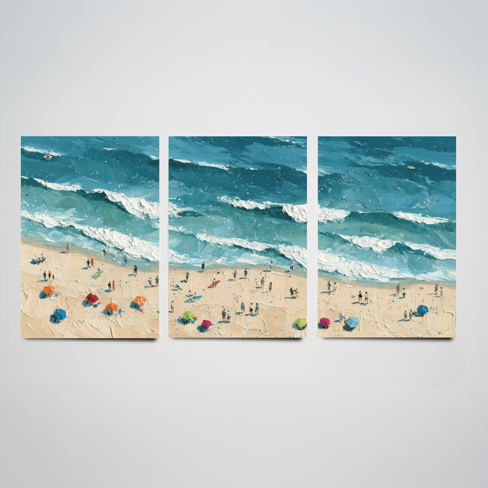 Set of Three Luskentyre Beach Prints - Aerial Coastal Oil Painting Posters - Colourful Seaside Wall Art - Scotland
