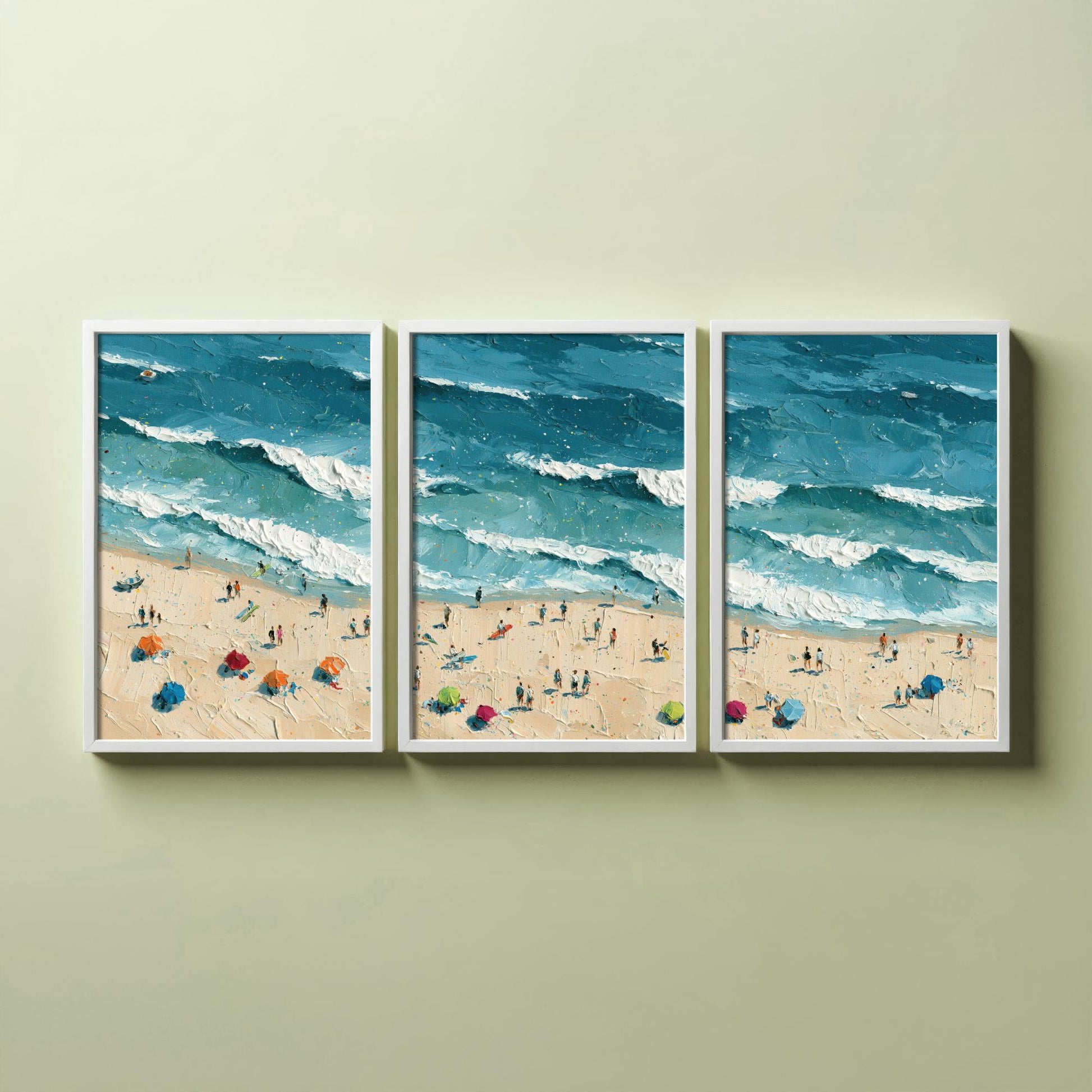 Set of Three Luskentyre Beach Prints - Aerial Coastal Oil Painting Posters - Colourful Seaside Wall Art - Scotland