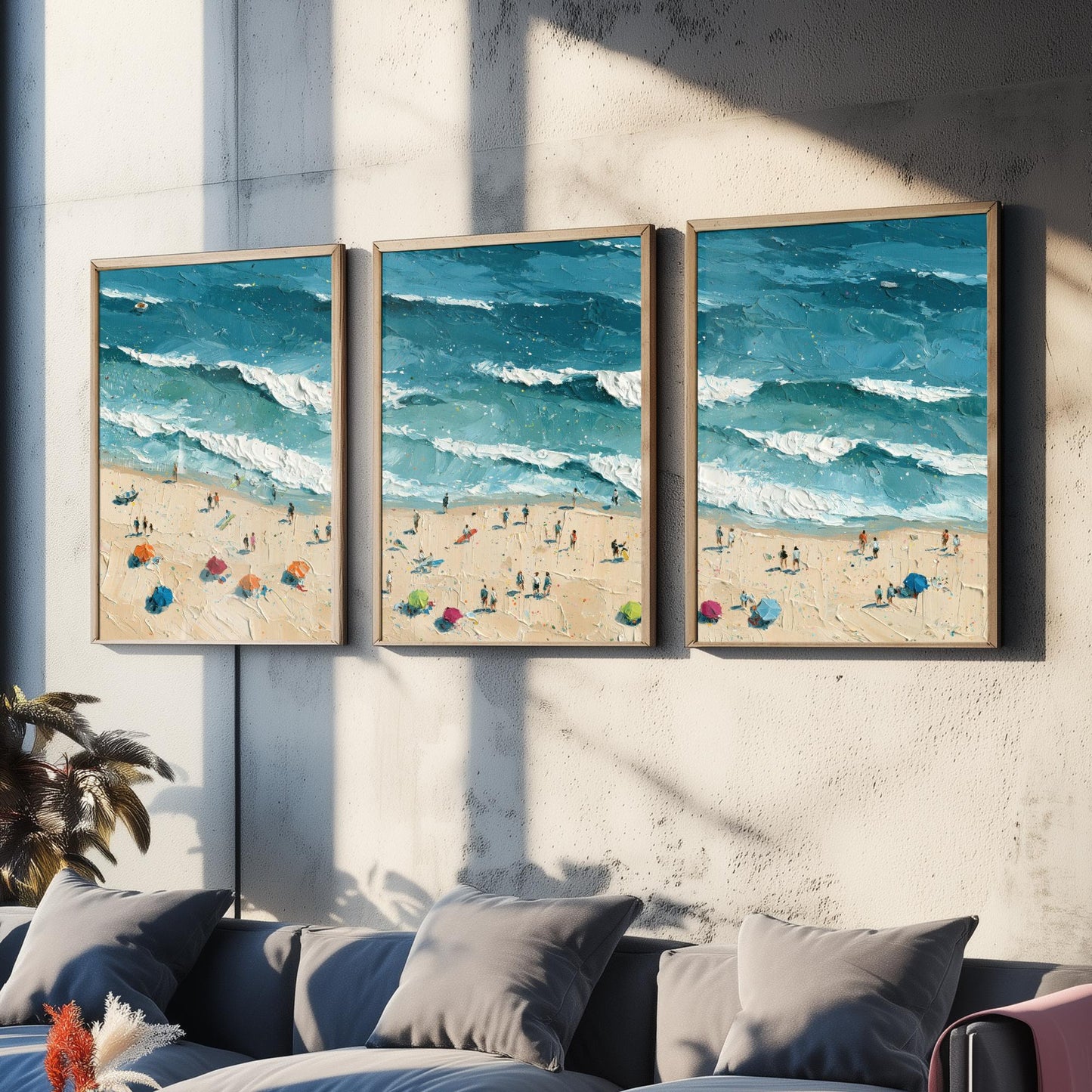 Set of Three Luskentyre Beach Prints - Aerial Coastal Oil Painting Posters - Colourful Seaside Wall Art - Scotland