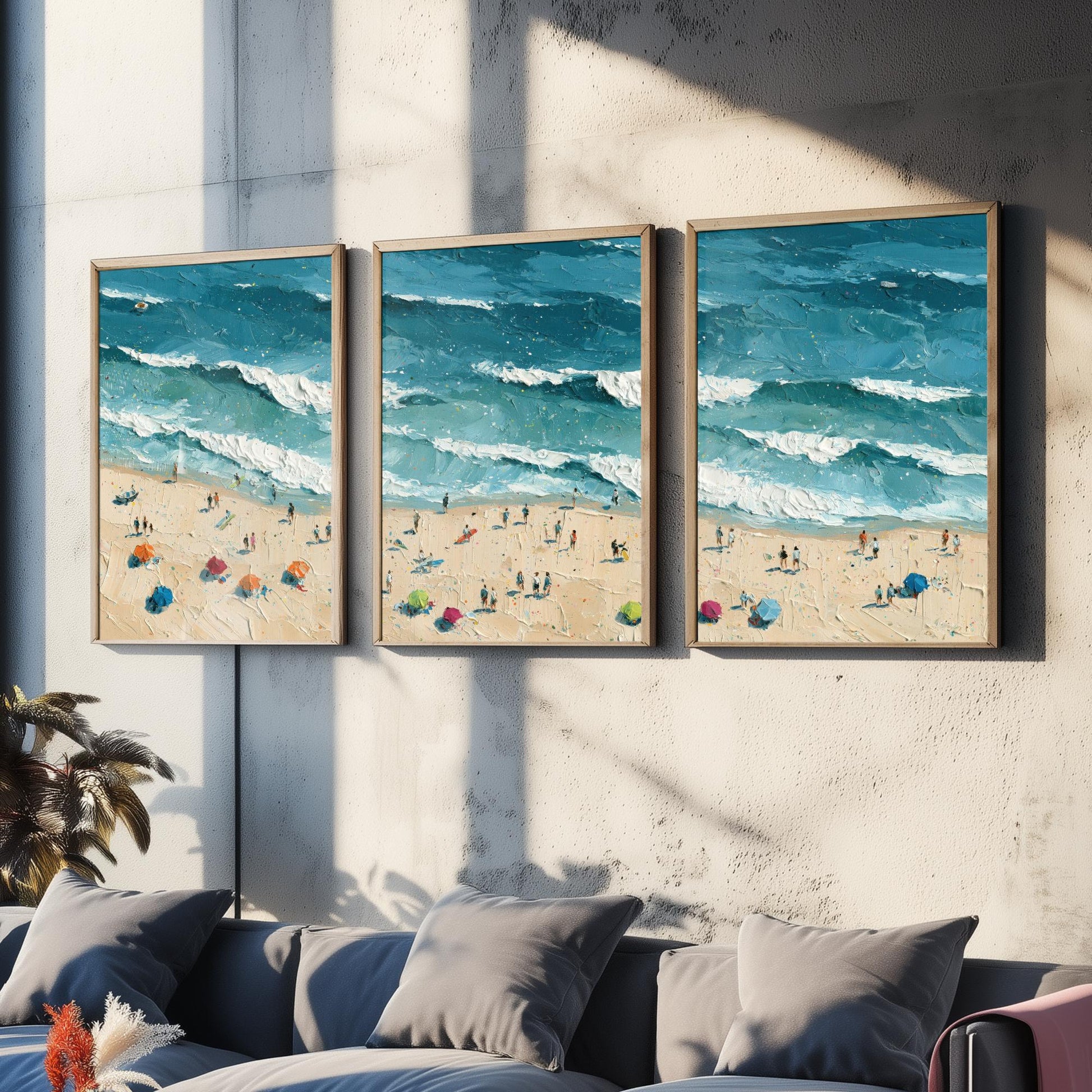 Set of Three Luskentyre Beach Prints - Aerial Coastal Oil Painting Posters - Colourful Seaside Wall Art - Scotland