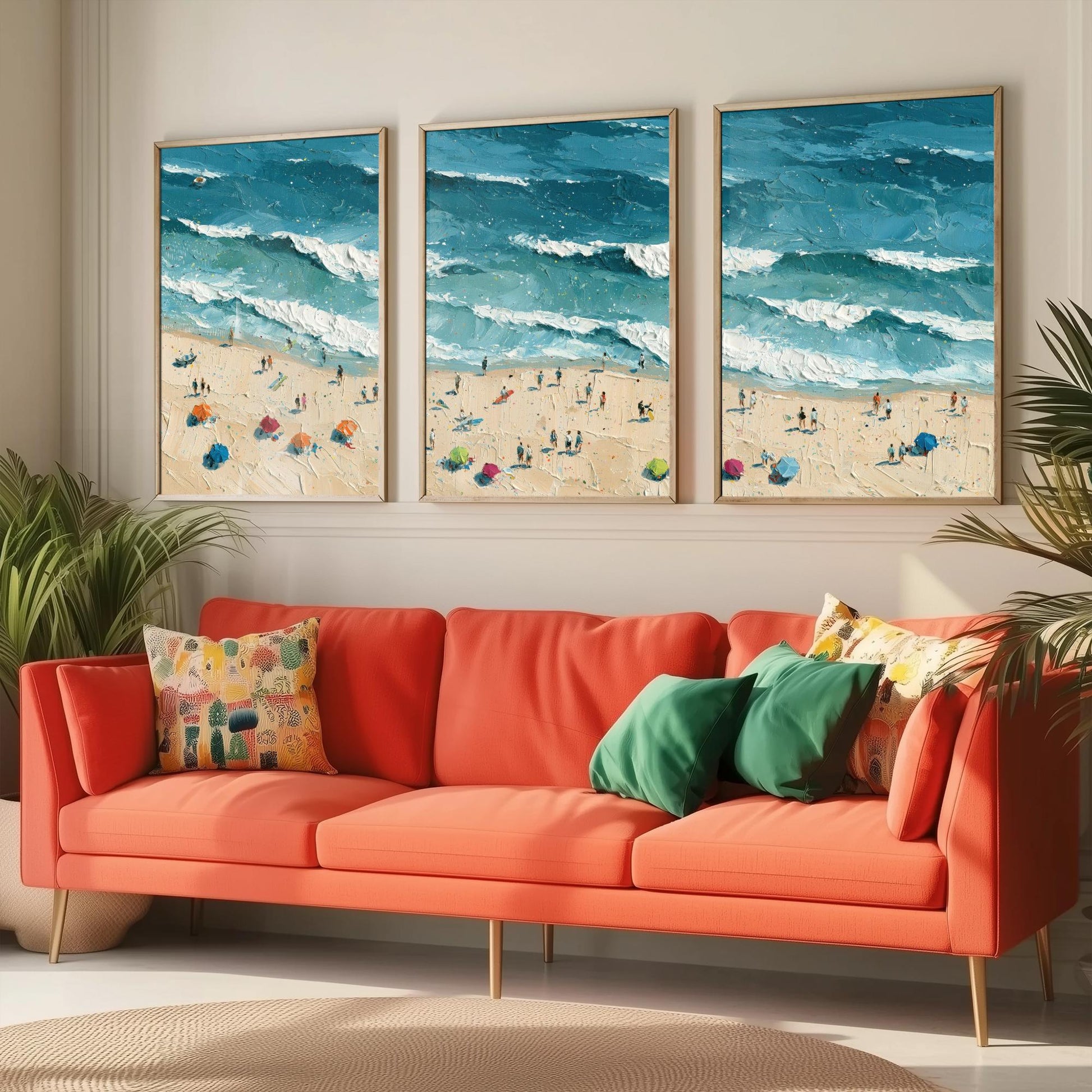 Set of Three Luskentyre Beach Prints - Aerial Coastal Oil Painting Posters - Colourful Seaside Wall Art - Scotland