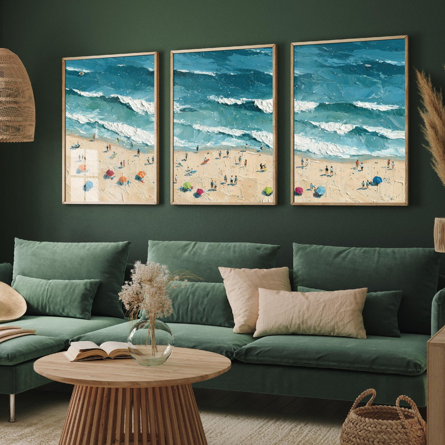 Set of Three Luskentyre Beach Prints - Aerial Coastal Oil Painting Posters - Colourful Seaside Wall Art - Scotland