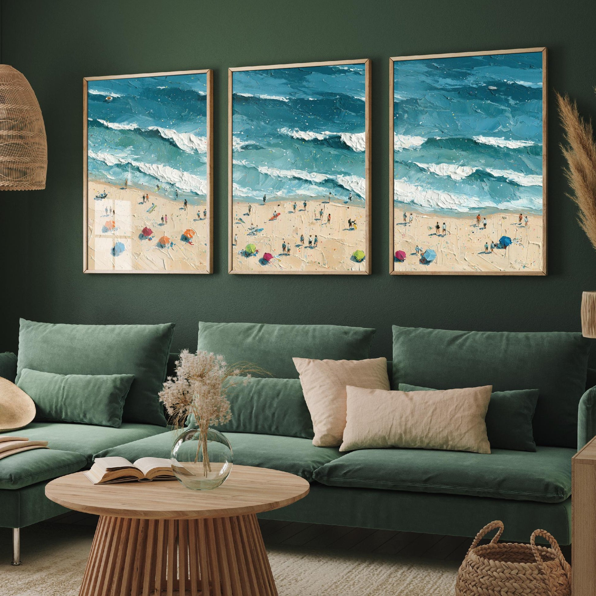 Set of Three Luskentyre Beach Prints - Aerial Coastal Oil Painting Posters - Colourful Seaside Wall Art - Scotland
